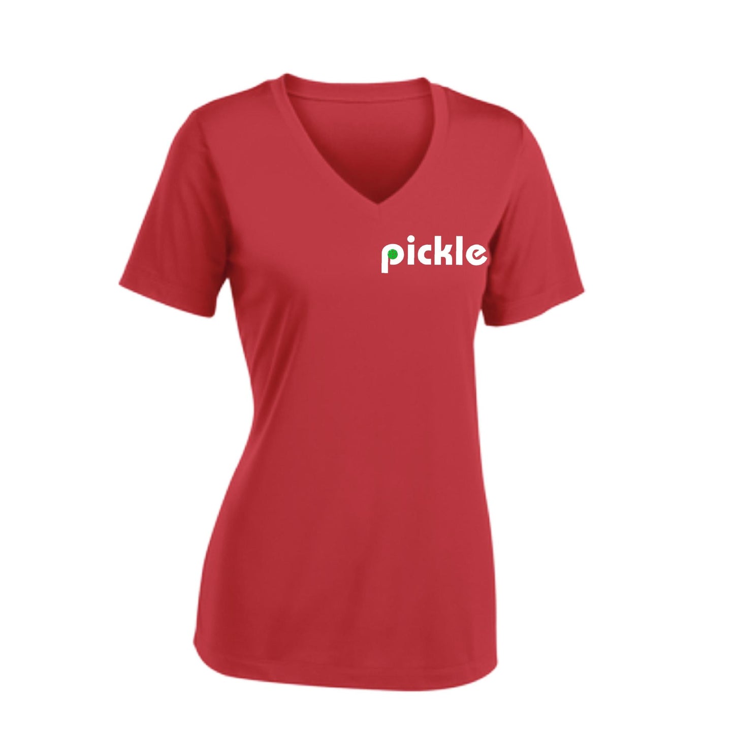 Pickle (Customizable) | Women's Short Sleeve V-Neck Pickleball Performance T-Shirts | 100% Polyester