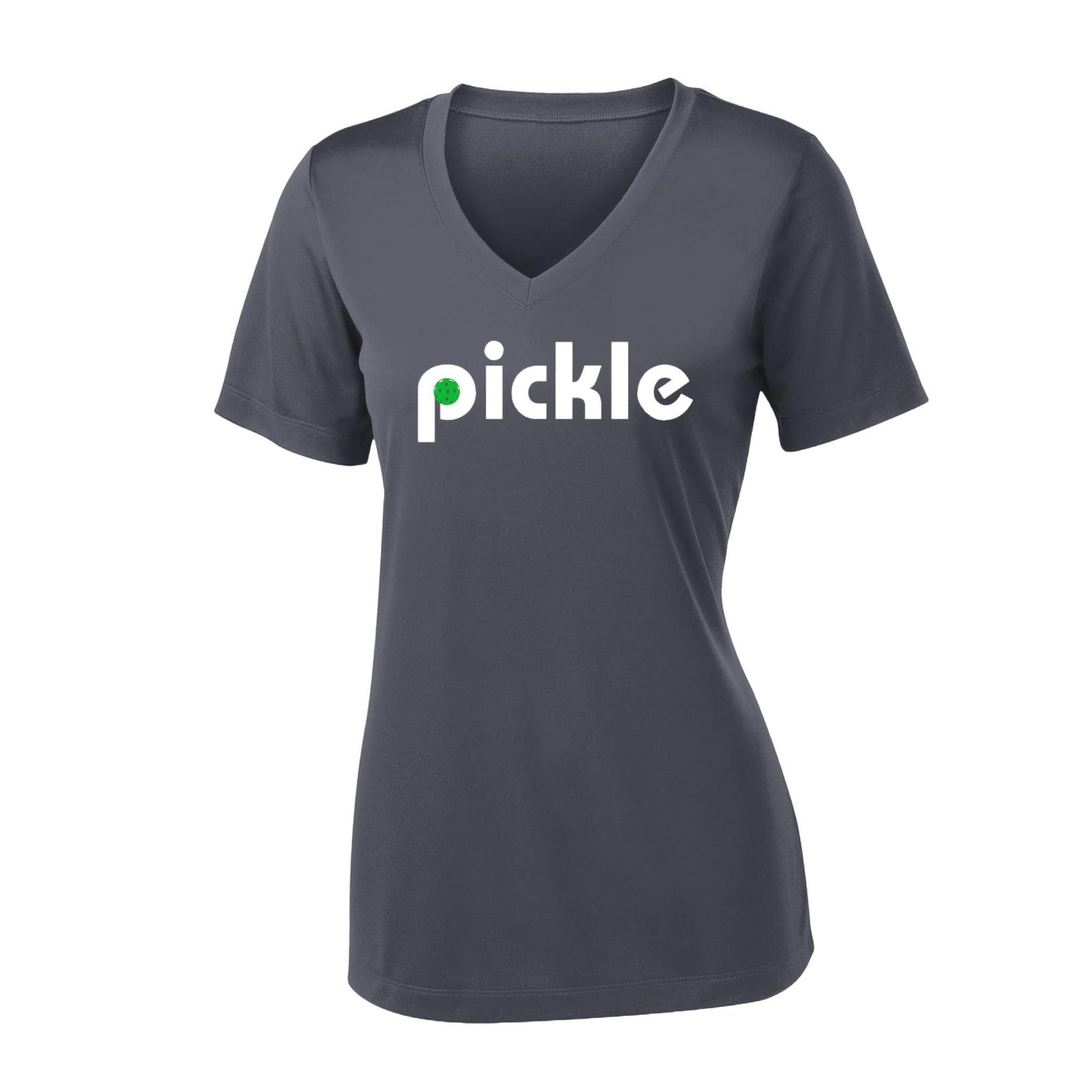 Pickle (Customizable) | Women's Short Sleeve V-Neck Pickleball Performance T-Shirts | 100% Polyester