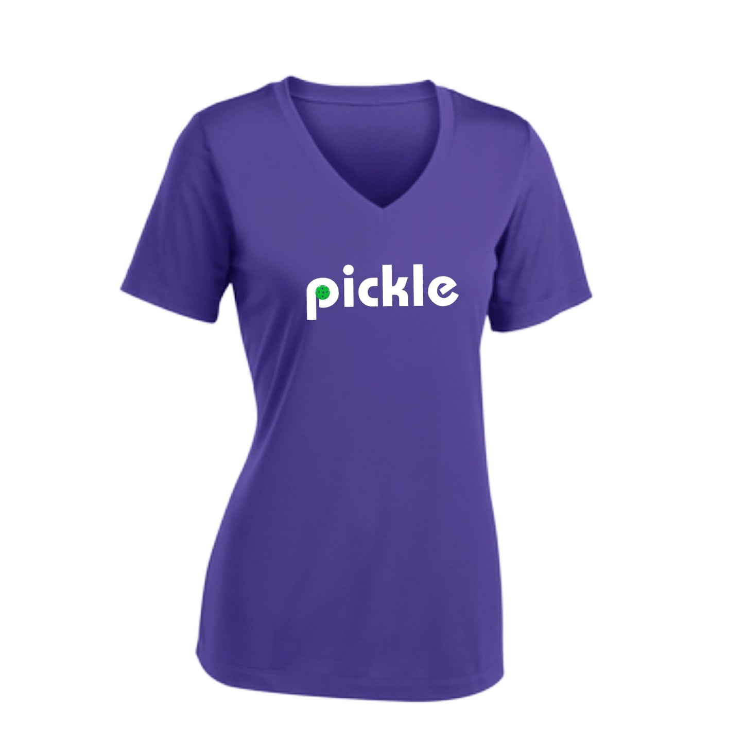 Pickle (Customizable) | Women's Short Sleeve V-Neck Pickleball Performance T-Shirts | 100% Polyester