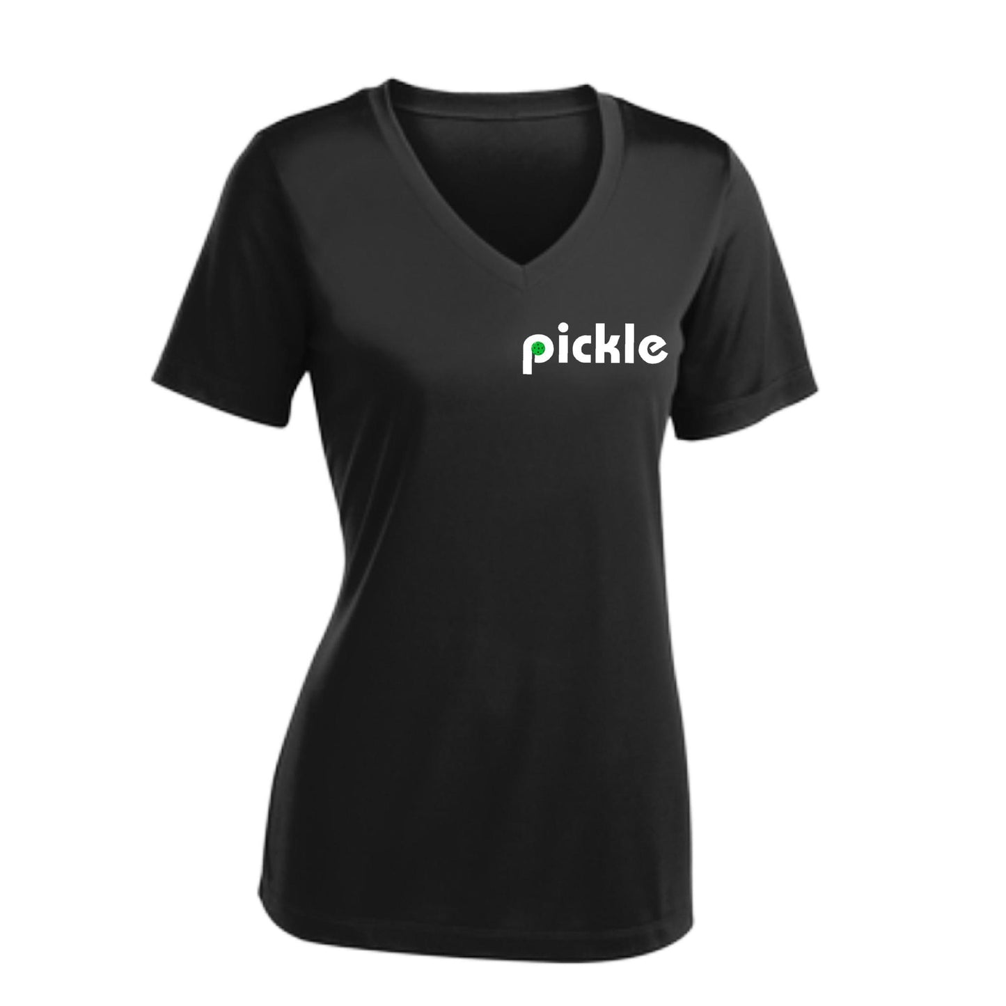 Pickle (Customizable) | Women's Short Sleeve V-Neck Pickleball Performance T-Shirts | 100% Polyester