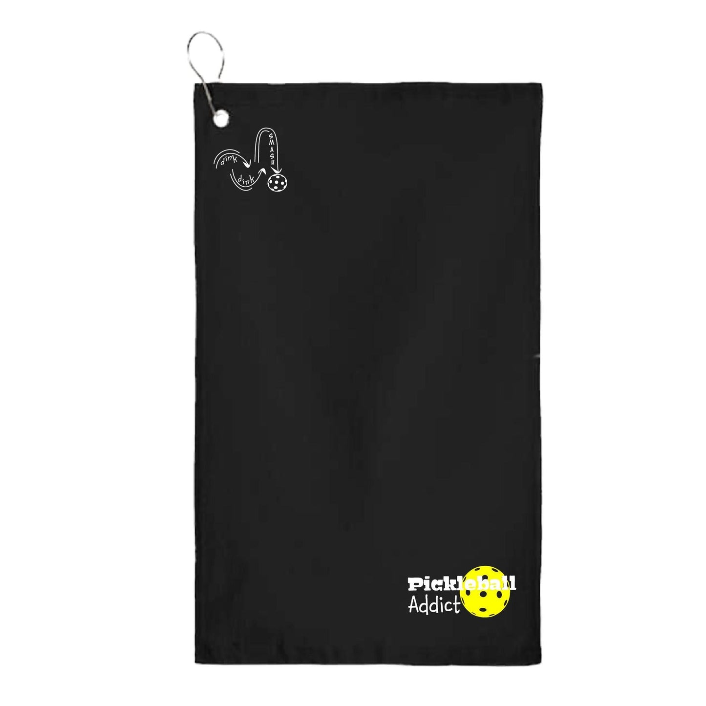 Pickleball Addict | Pickleball Court Towels | Grommeted 100% Cotton Terry Velour