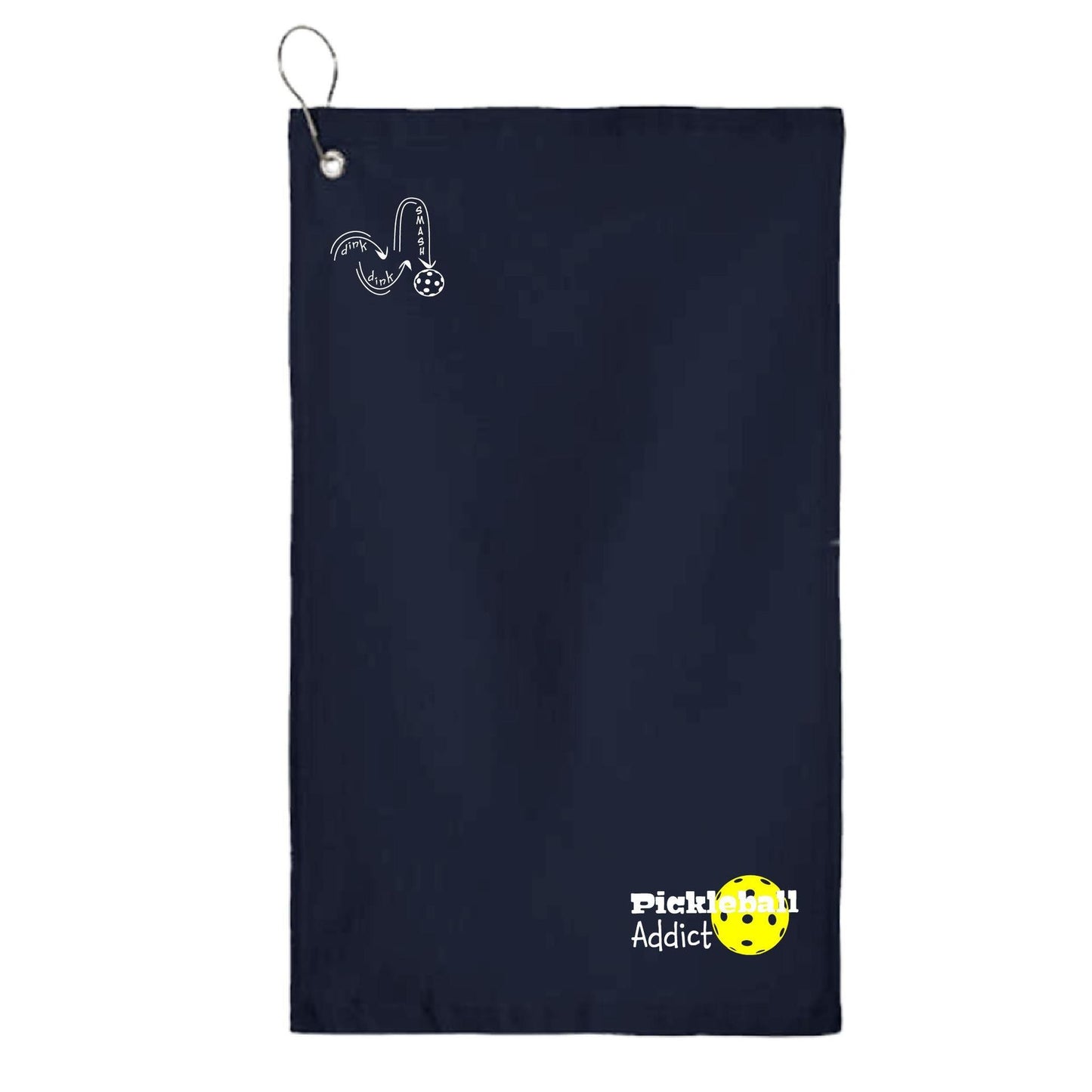 Pickleball Addict | Pickleball Court Towels | Grommeted 100% Cotton Terry Velour