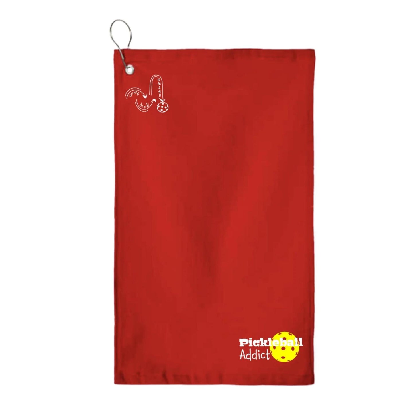 Pickleball Addict | Pickleball Court Towels | Grommeted 100% Cotton Terry Velour