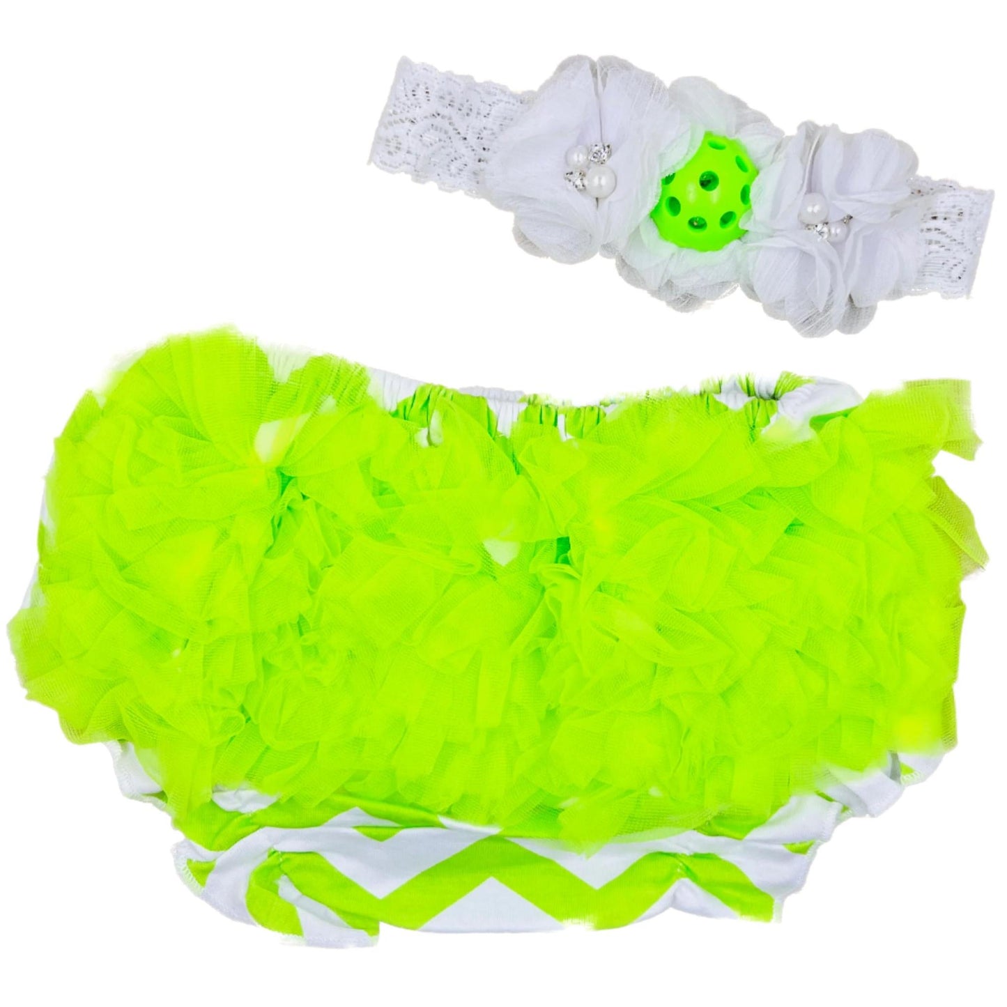 Pickleball Baby Headband And Green Bloomer Set | Infant Pickleball Gift