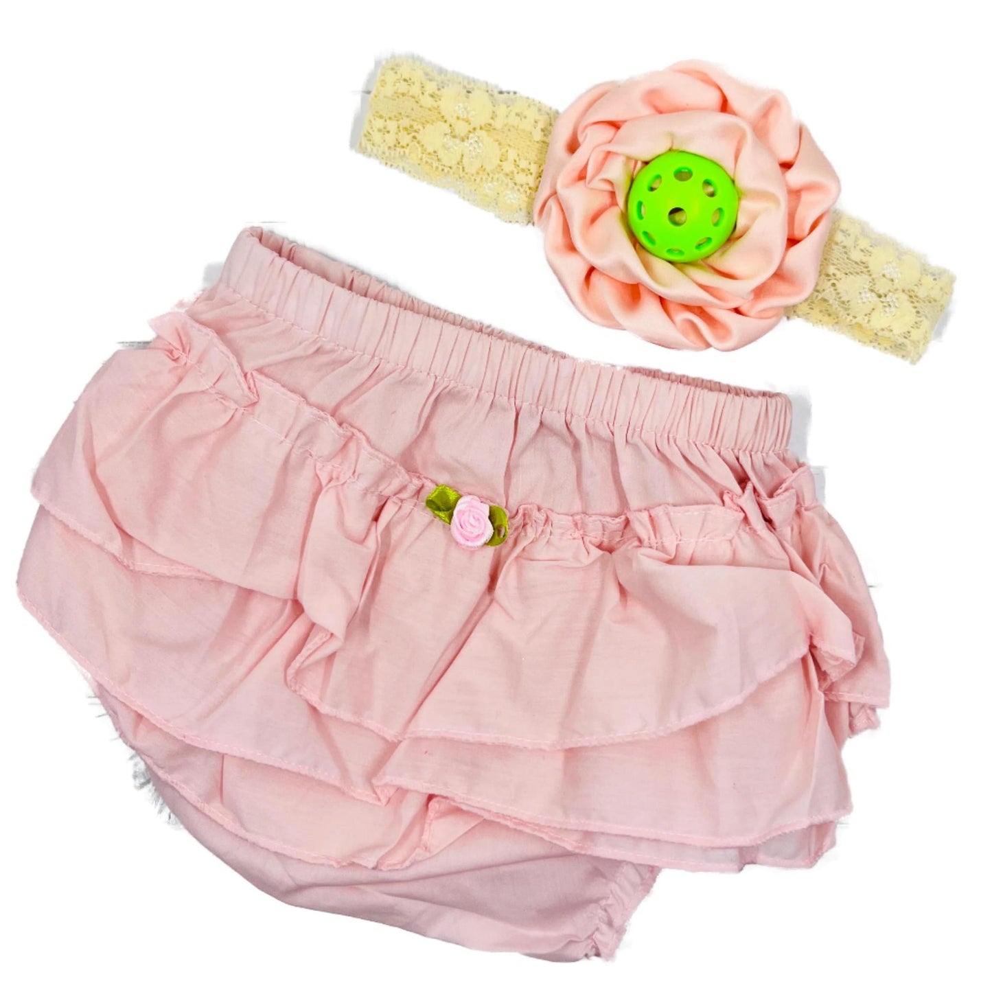 Pickleball Baby Headband And Rose Bloomer Set | Infant Pickleball Gift