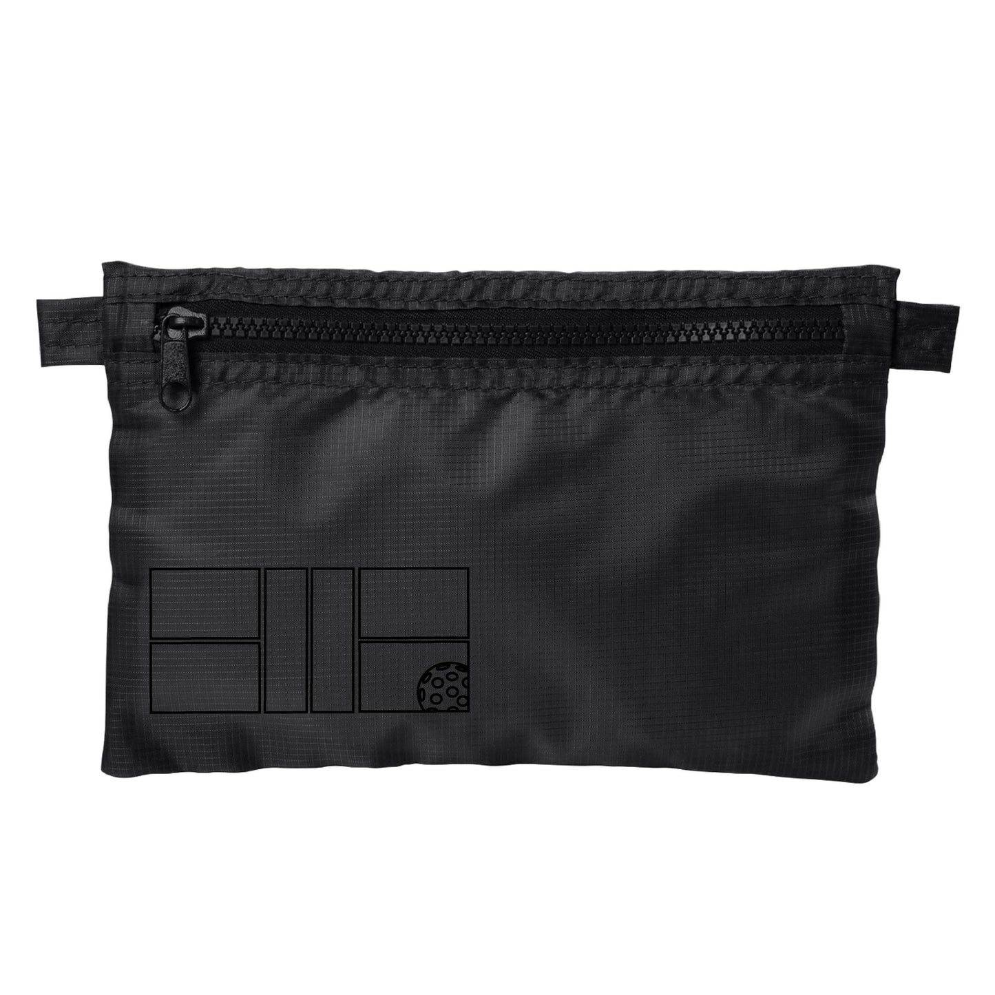 Pickleball Court (Black) | Pickleball Cosmetic Stash Pouch Bag | Small Size Court Stash Bag