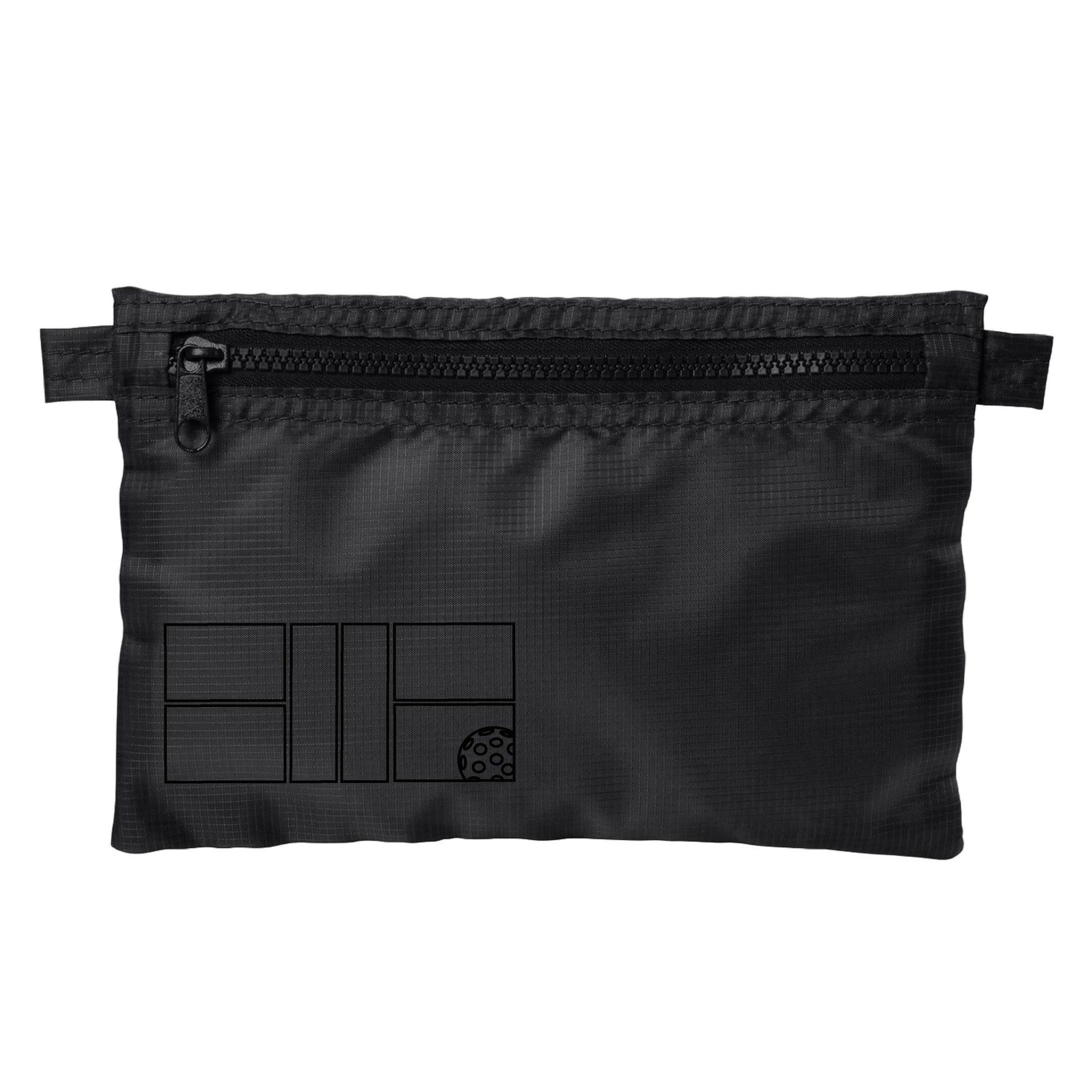Pickleball Court (Black) | Pickleball Cosmetic Stash Pouch Bag | Small Size Court Stash Bag