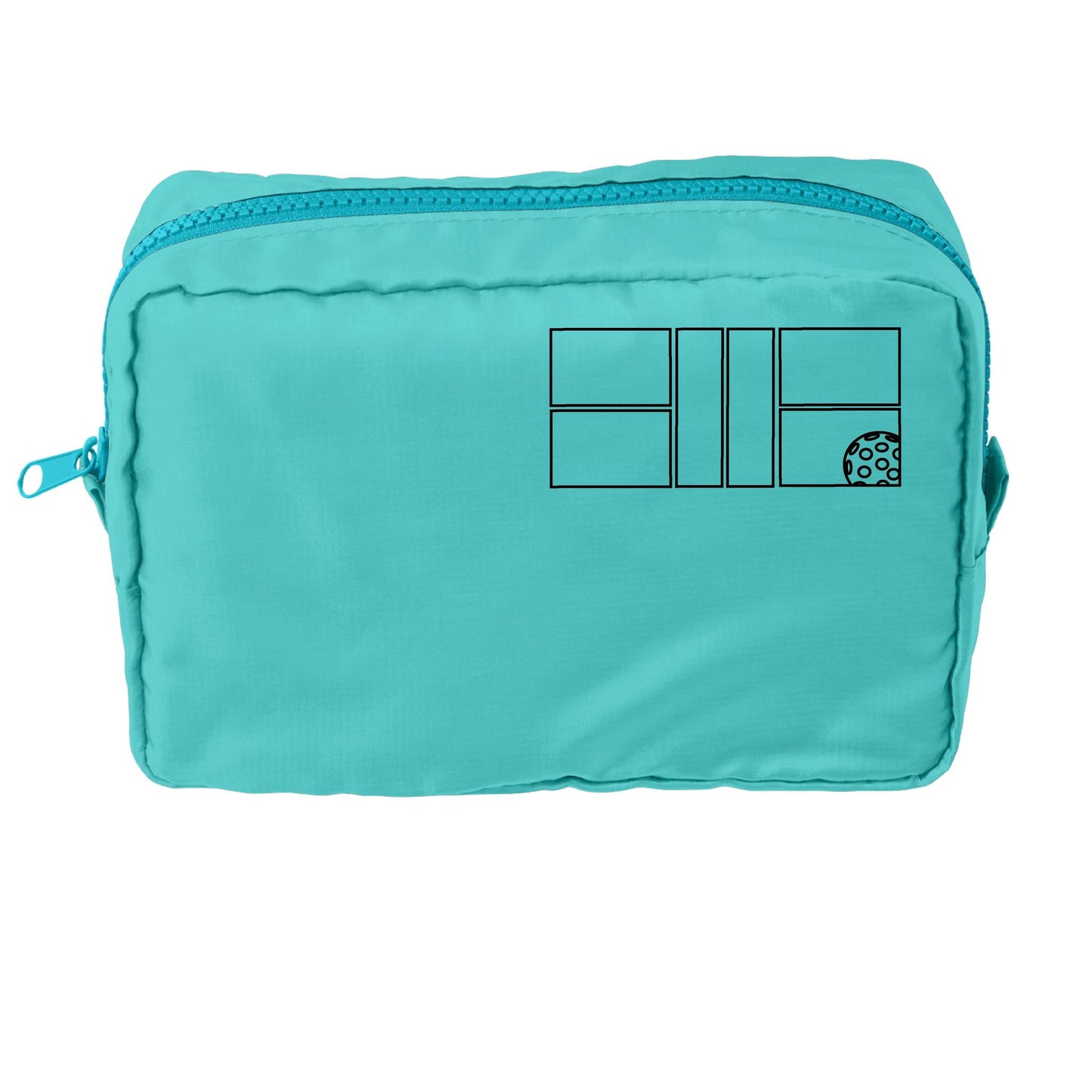 Pickleball Court (Black) | Pickleball Dimensional Cosmetic Pouch Bag | Small Size Court Dimensional Bag