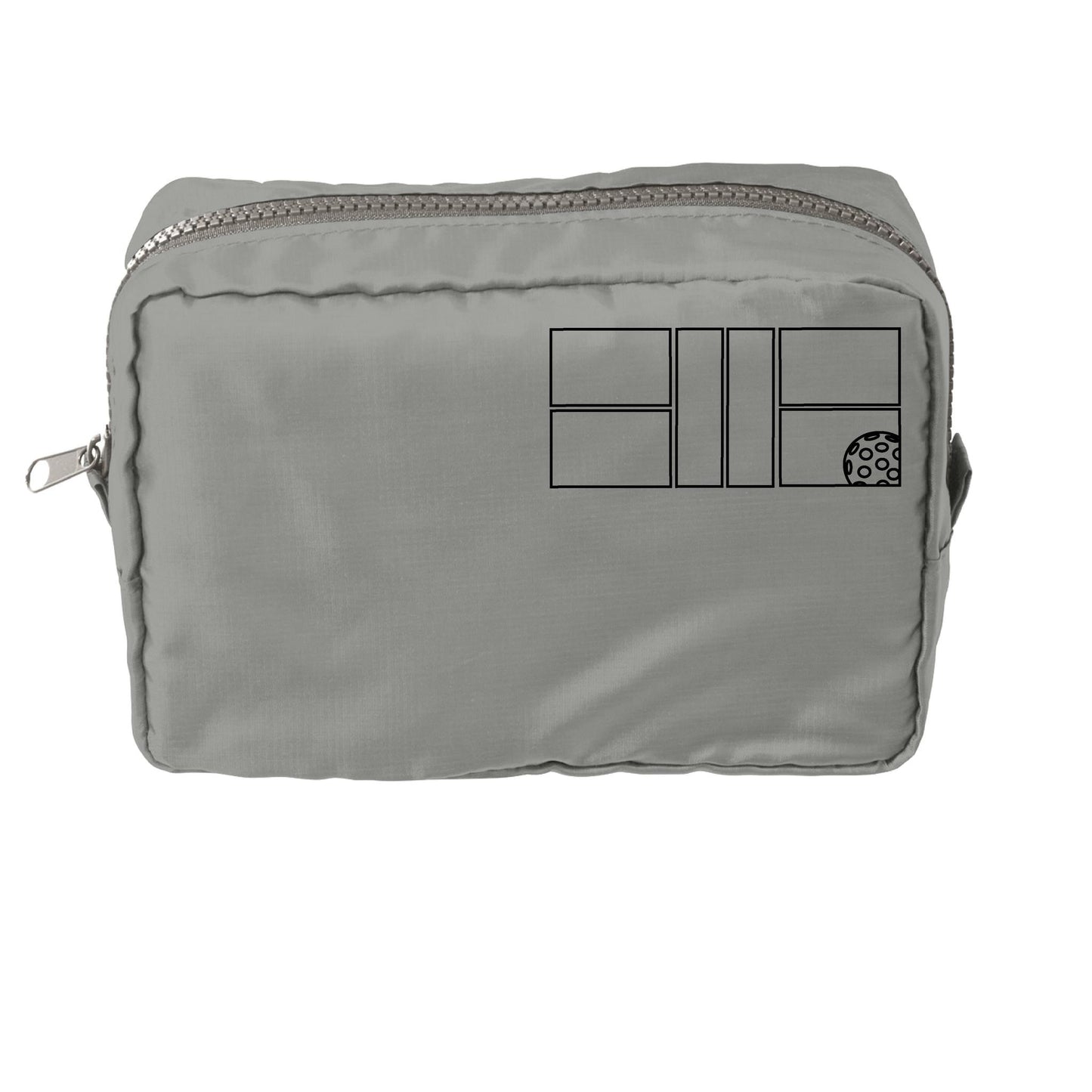 Pickleball Court (Black) | Pickleball Dimensional Cosmetic Pouch Bag | Small Size Court Dimensional Bag