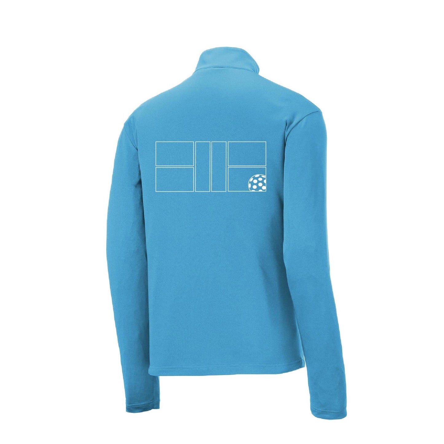 Pickleball Court (White) Customizable | Men's 1/4 Zip Long Sleeve Pullover Athletic Shirt | 100% Polyester
