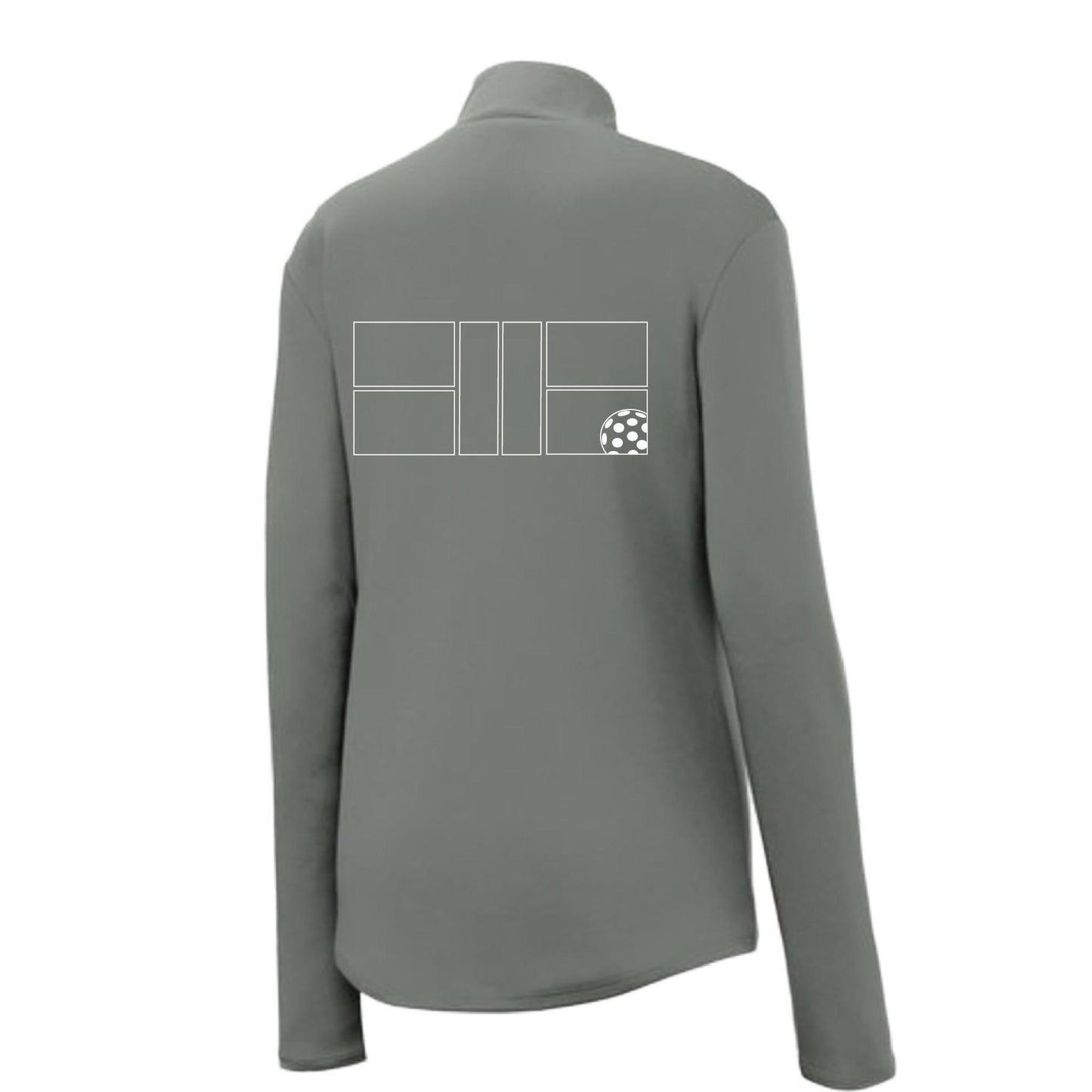 Pickleball Court (White) Customizable | Women’s 1/4 Zip Pullover Athletic Performance Shirt | 100% Polyester