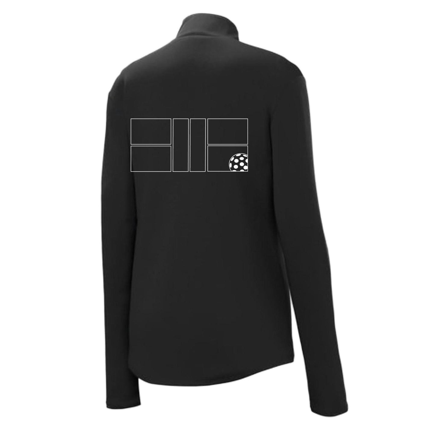 Pickleball Court (White) Customizable | Women’s 1/4 Zip Pullover Athletic Performance Shirt | 100% Polyester
