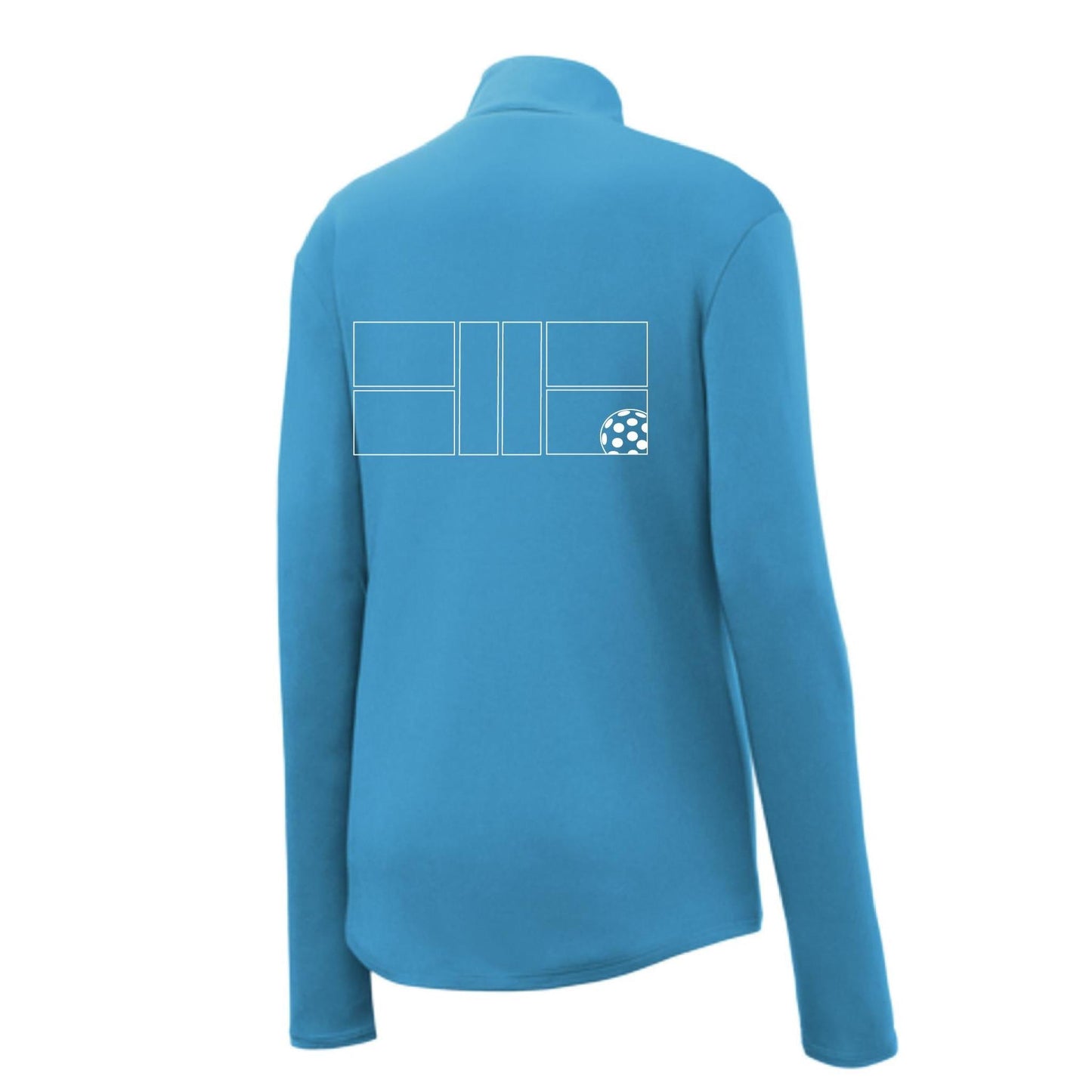 Pickleball Court (White) Customizable | Women’s 1/4 Zip Pullover Athletic Performance Shirt | 100% Polyester