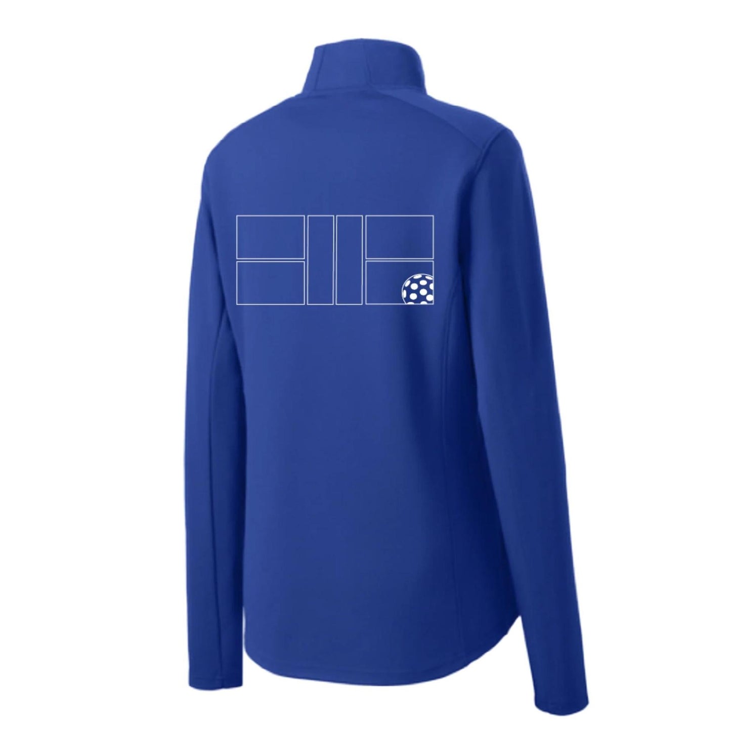Pickleball Court (White) Customizable | Women’s 1/4 Zip Pullover Athletic Performance Shirt | 100% Polyester