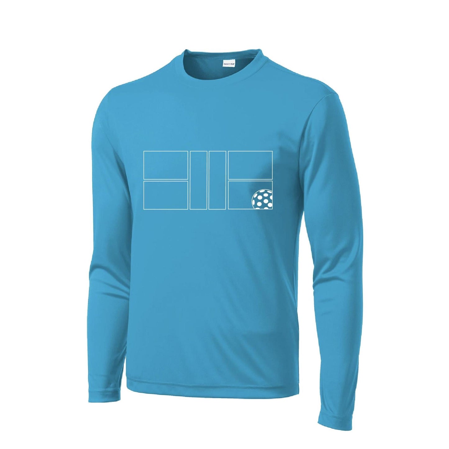 Pickleball Court (White) | Men's Long Sleeve Athletic Performance T-Shirt | 100% Polyester