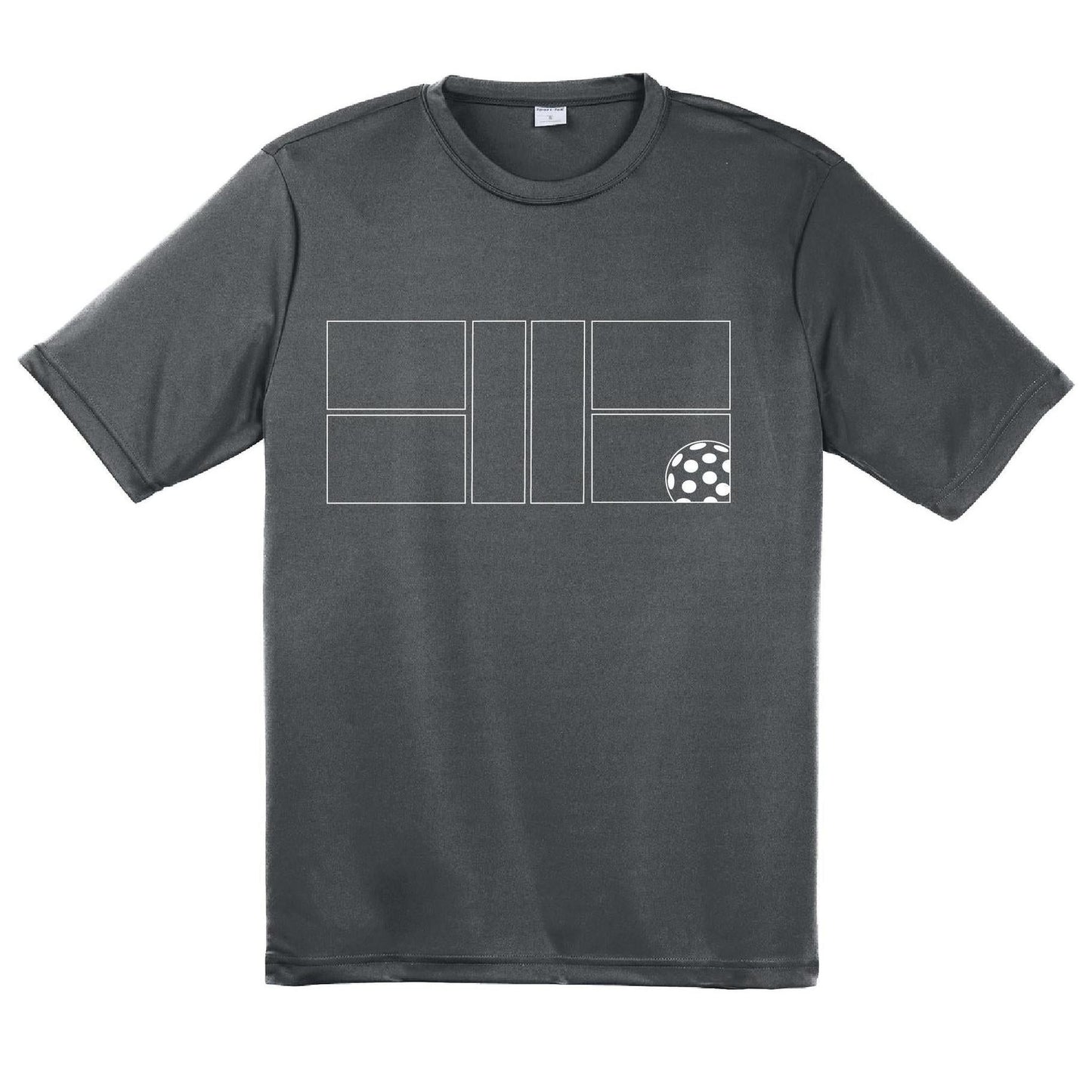Pickleball Court (White) | Men's Short Sleeve Athletic Performance T-Shirt | 100% Polyester