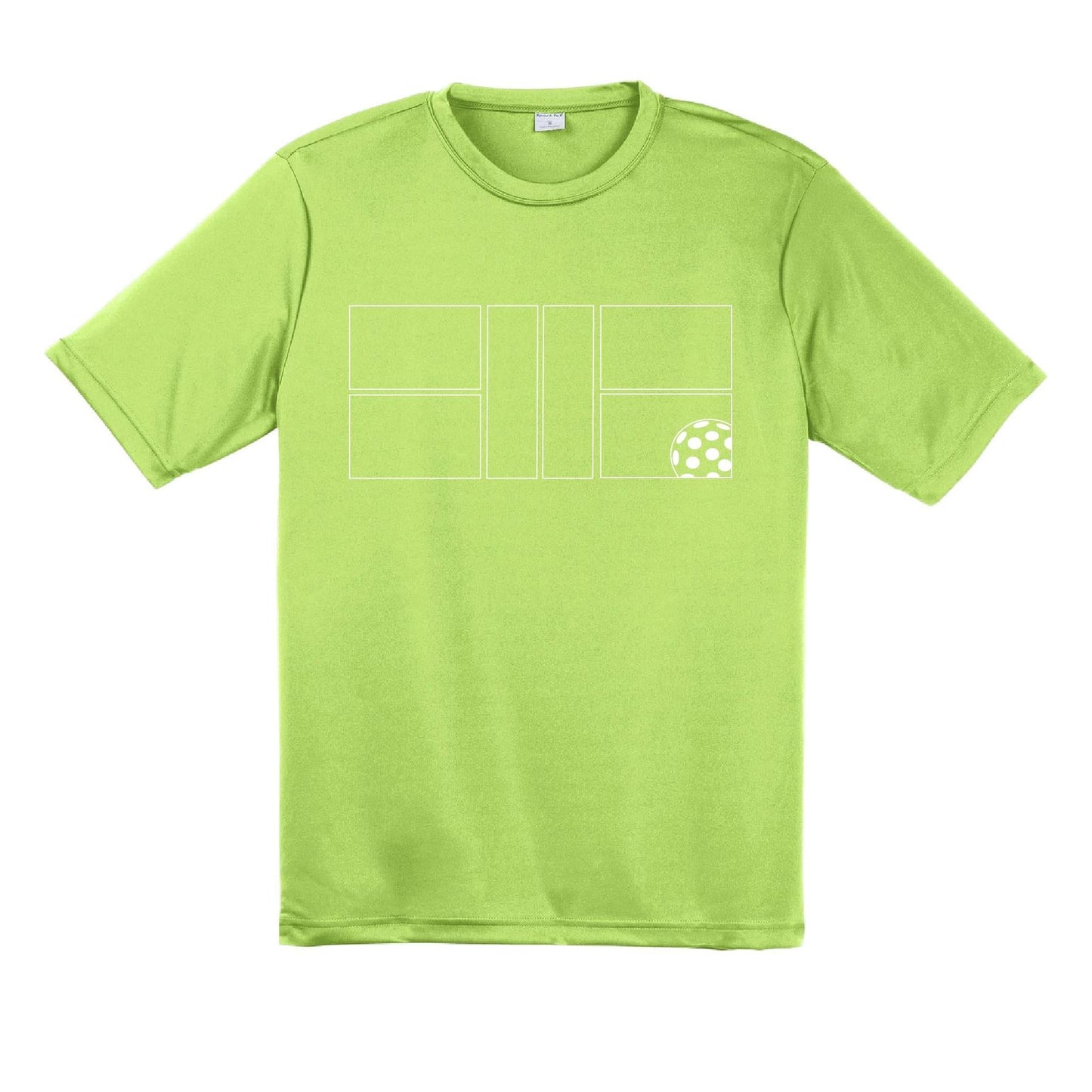 Pickleball Court (White) | Men's Short Sleeve Athletic Performance T-Shirt | 100% Polyester