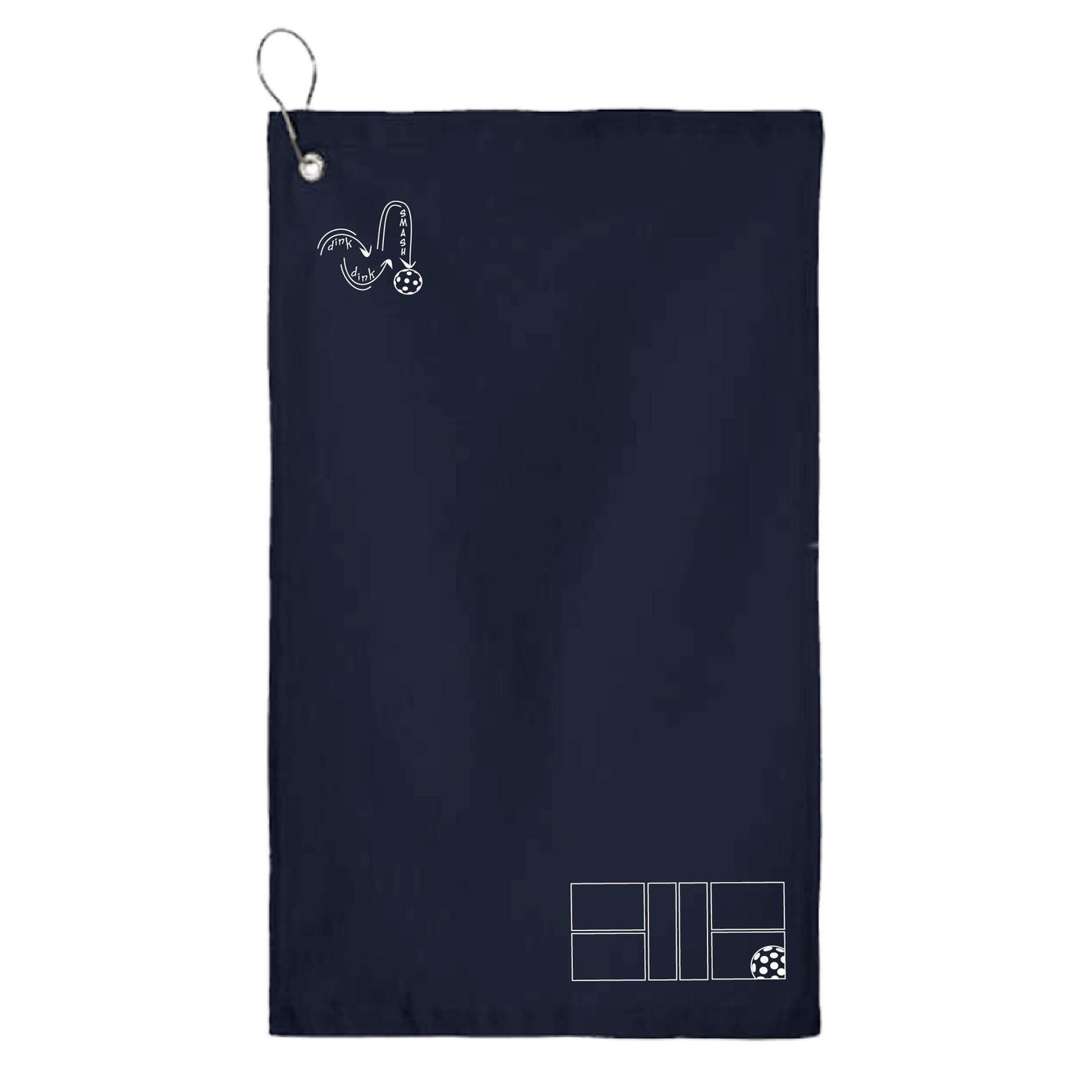 Pickleball Court (White) | Pickleball Court Towels | Grommeted 100% Cotton Terry Velour