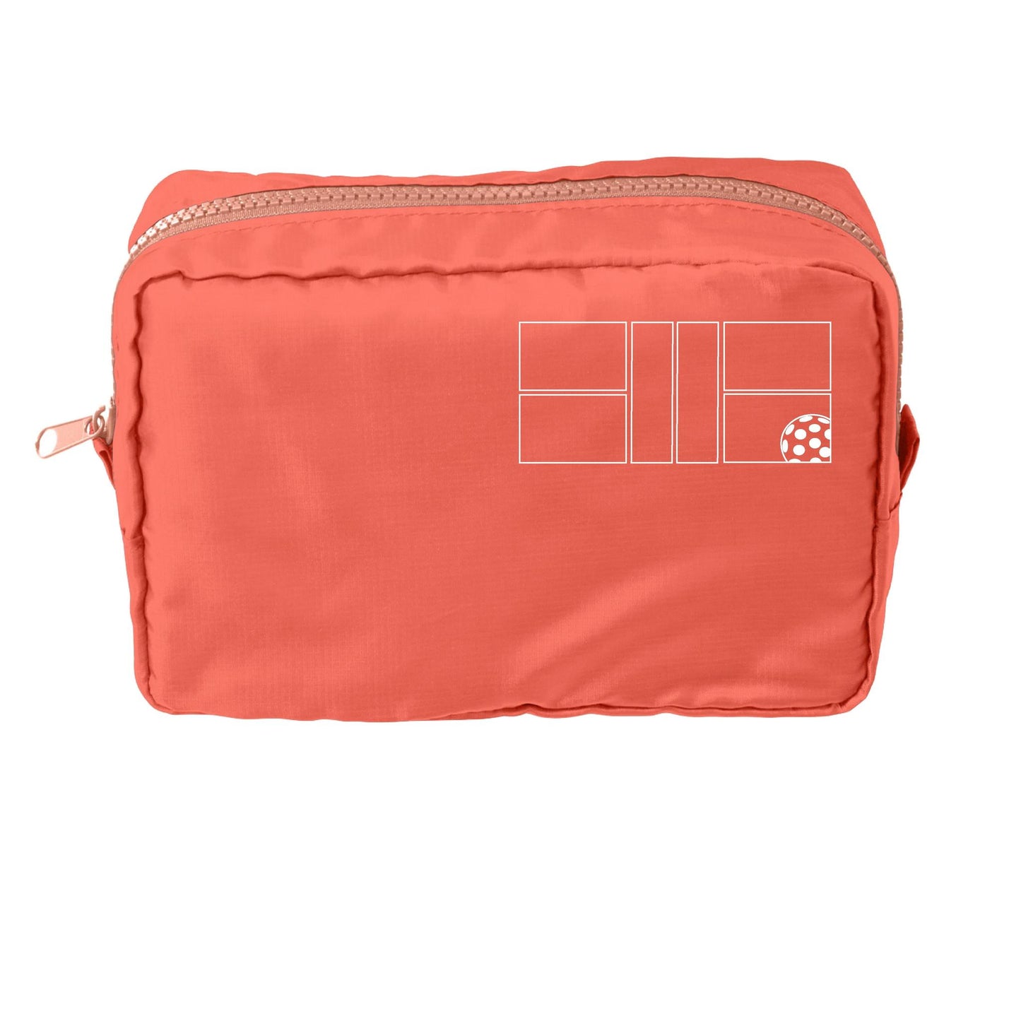 Pickleball Court (White) | Pickleball Dimensional Cosmetic Pouch Bag | Small Size Court Dimensional Bag
