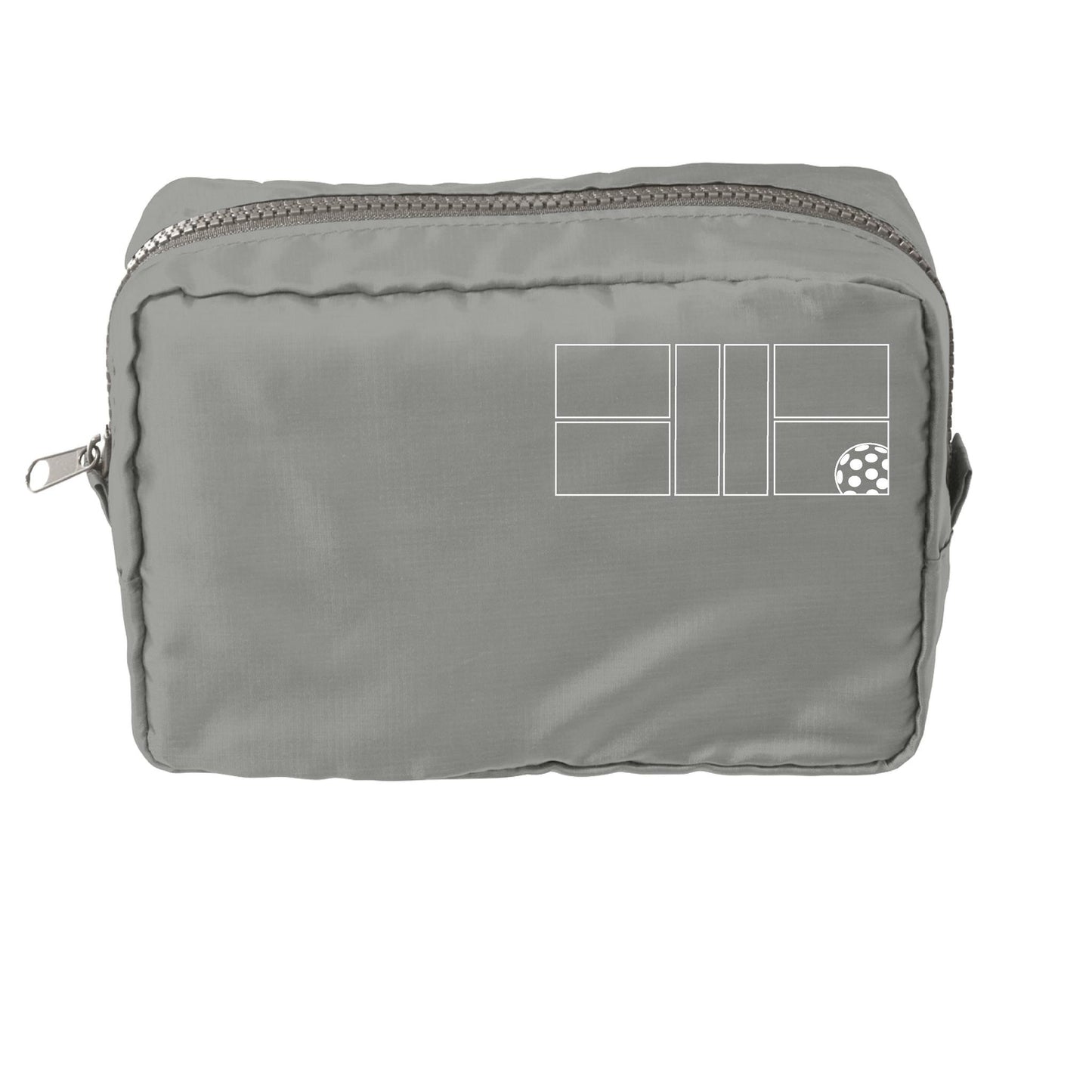 Pickleball Court (White) | Pickleball Dimensional Cosmetic Pouch Bag | Small Size Court Dimensional Bag