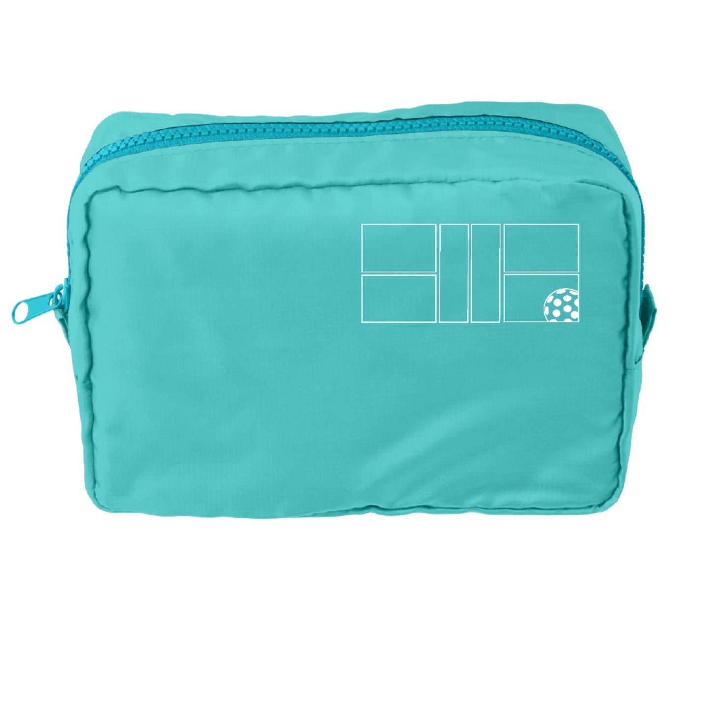 Pickleball Court (White) | Pickleball Dimensional Cosmetic Pouch Bag | Small Size Court Dimensional Bag