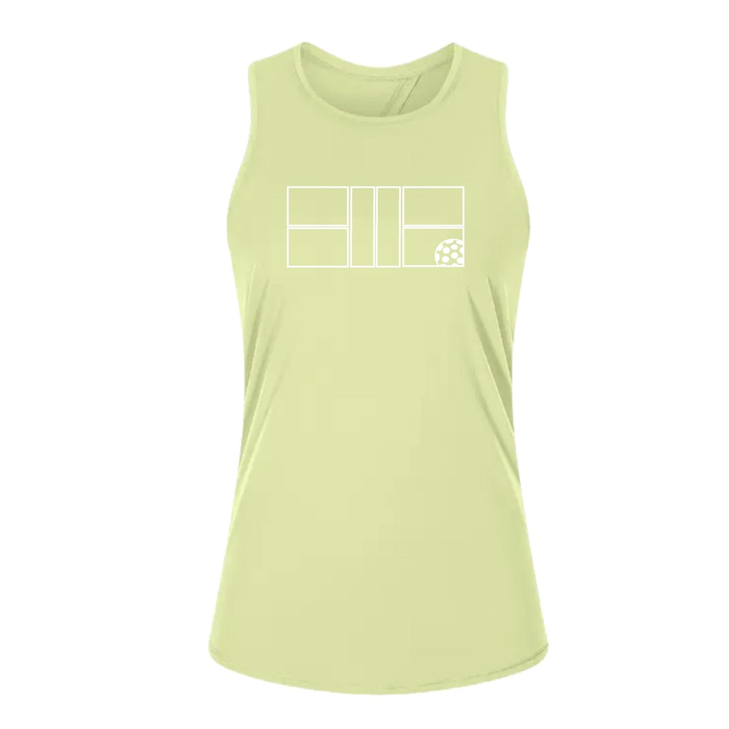 Pickleball Court (White) | Women's Split Back or Tied Back Pickleball Tank | 80/20 Nylon Spandex Mix
