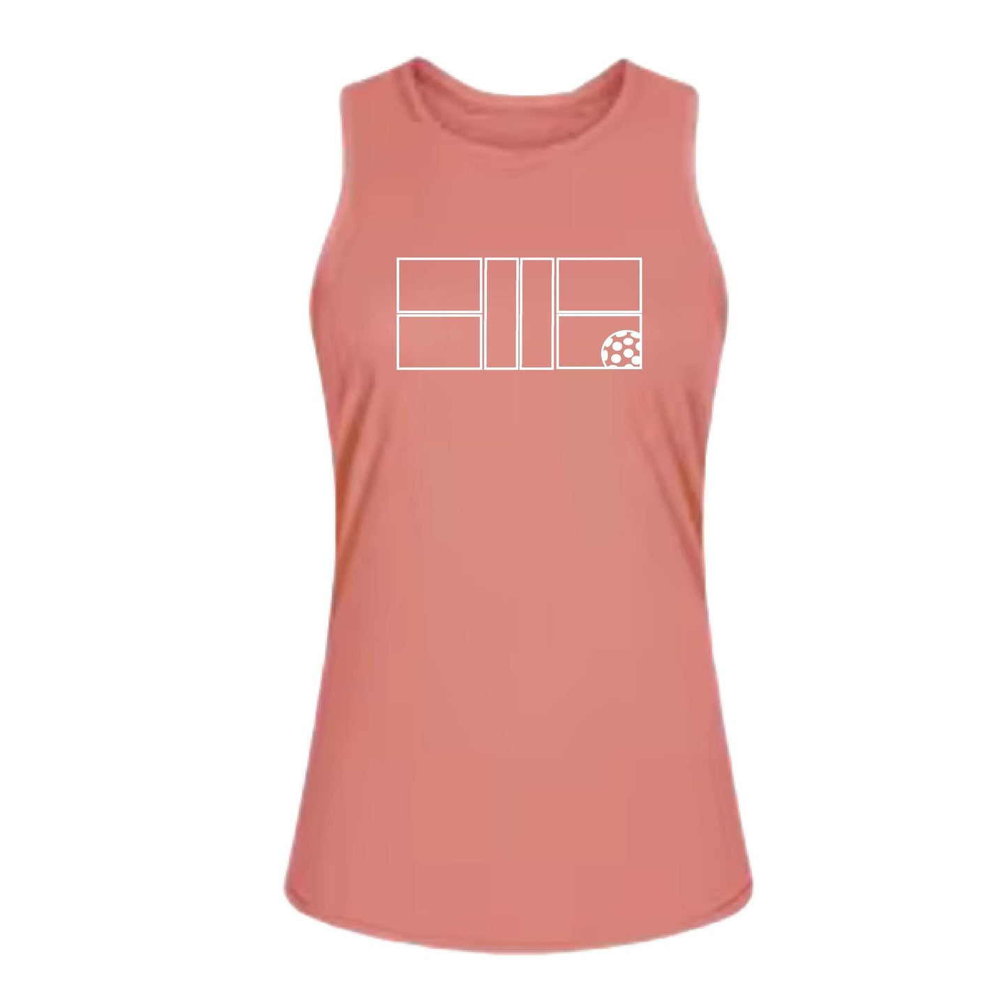 Pickleball Court (White) | Women's Split Back or Tied Back Pickleball Tank | 80/20 Nylon Spandex Mix