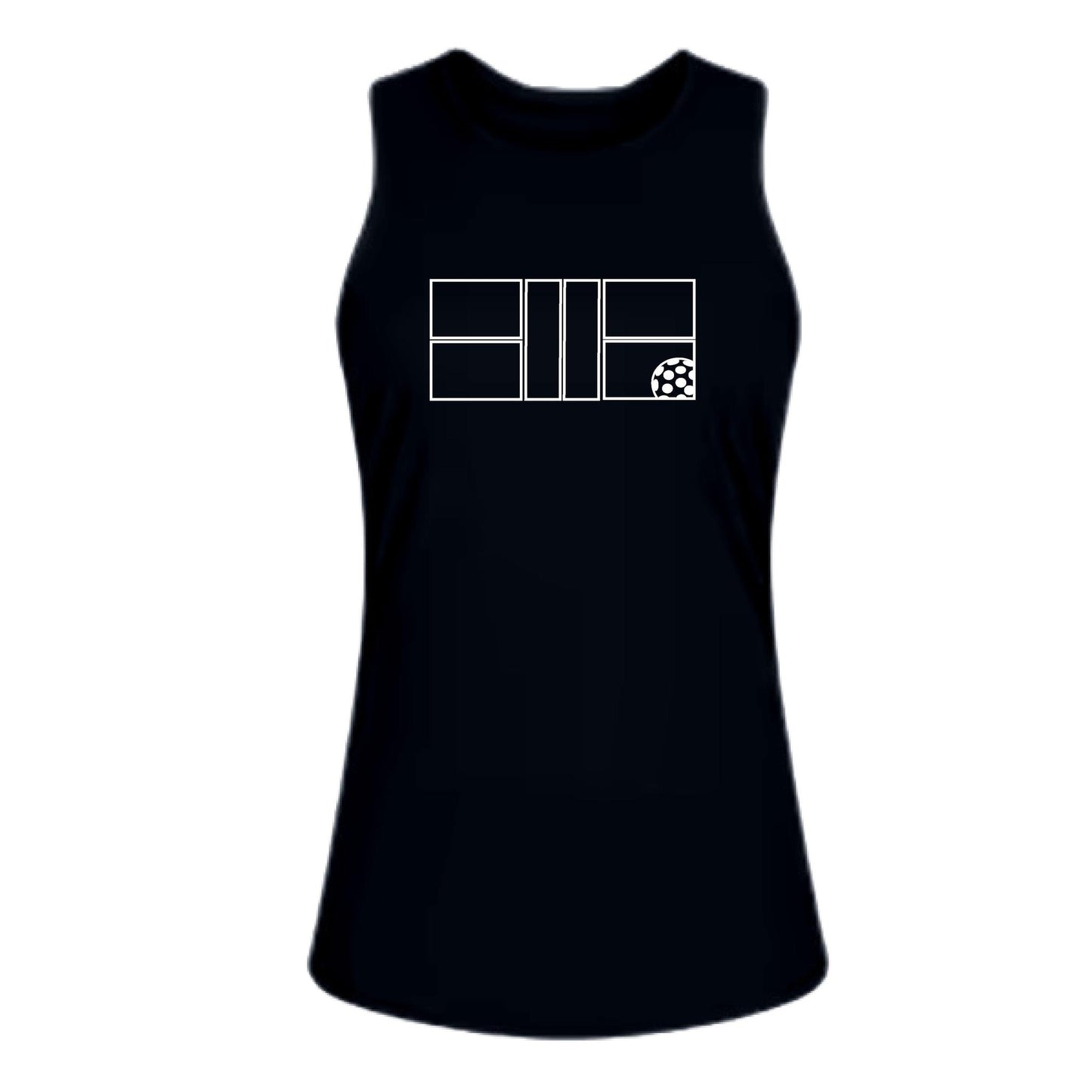 Pickleball Court (White) | Women's Split Back or Tied Back Pickleball Tank | 80/20 Nylon Spandex Mix