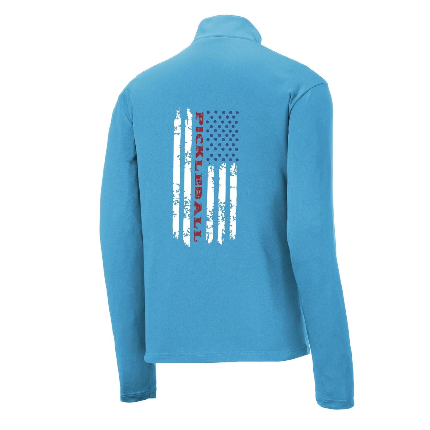 Pickleball Flag (Customizable) | Men's 1/4 Zip Long Sleeve Pullover Athletic Performance Shirt | 100% Polyester