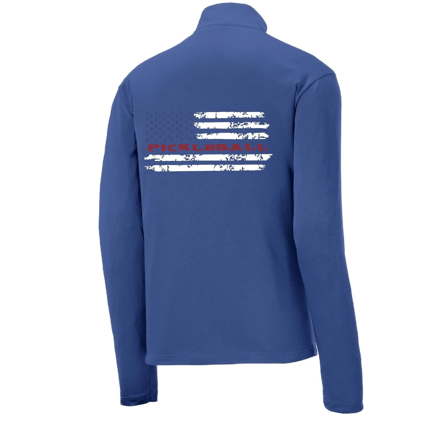 Pickleball Flag (Customizable) | Men's 1/4 Zip Long Sleeve Pullover Athletic Performance Shirt | 100% Polyester
