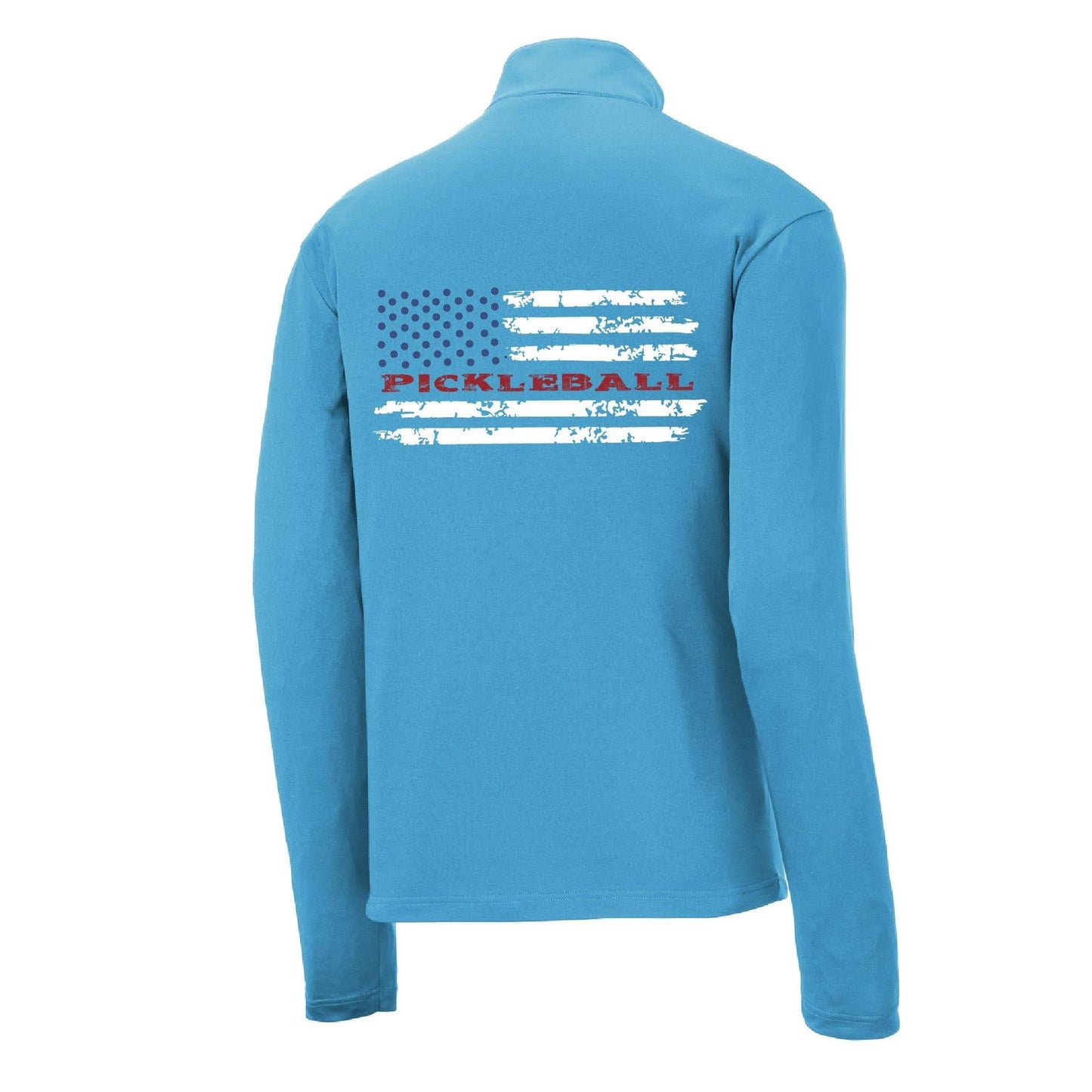 Pickleball Flag (Customizable) | Men's 1/4 Zip Long Sleeve Pullover Athletic Performance Shirt | 100% Polyester