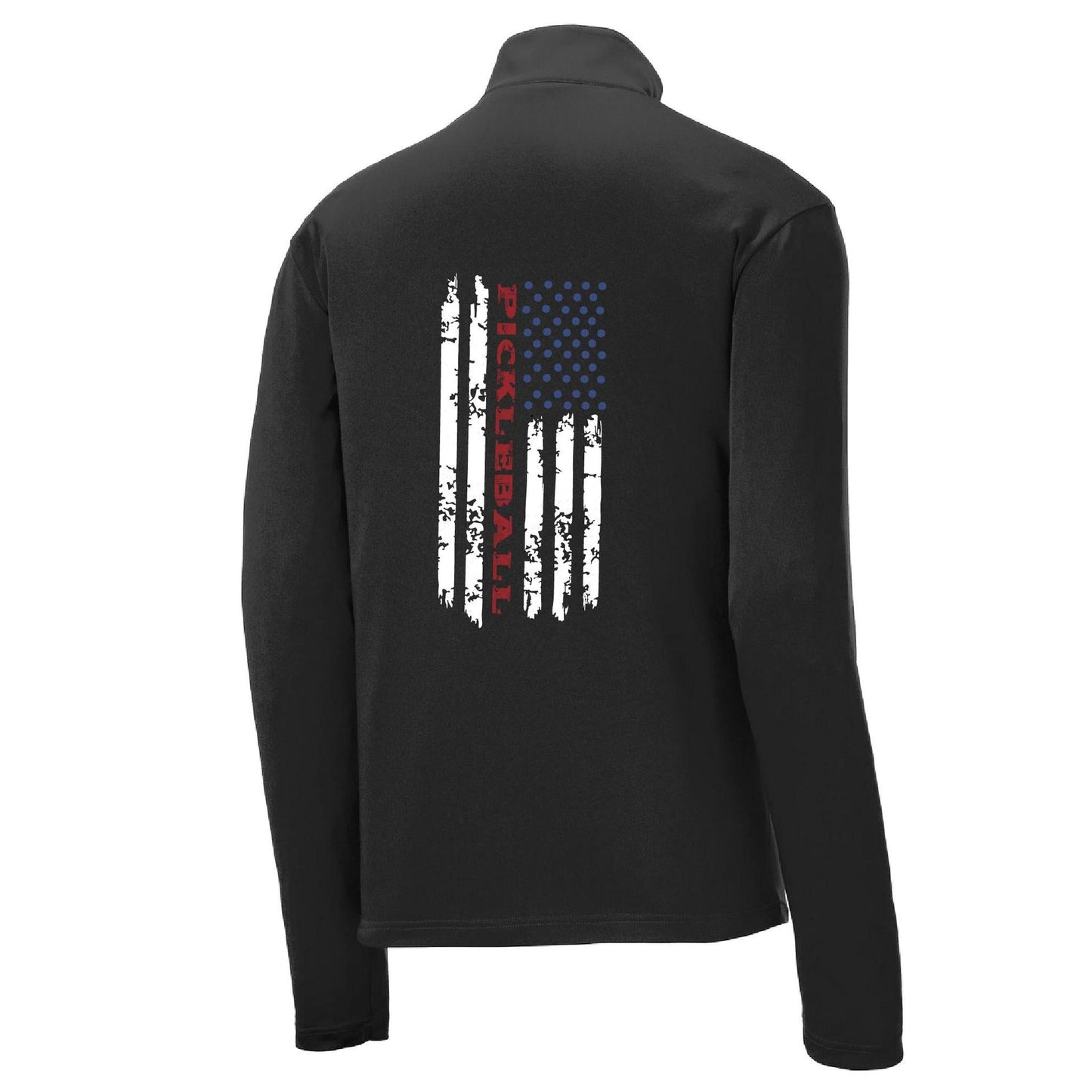 Pickleball Flag (Customizable) | Men's 1/4 Zip Long Sleeve Pullover Athletic Performance Shirt | 100% Polyester
