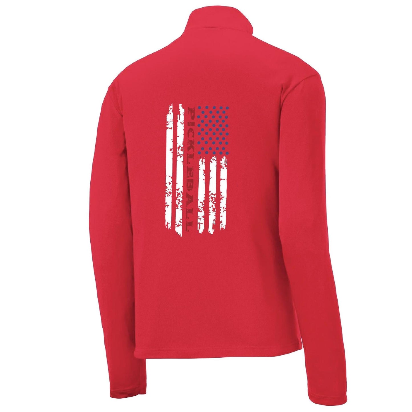 Pickleball Flag (Customizable) | Men's 1/4 Zip Long Sleeve Pullover Athletic Performance Shirt | 100% Polyester