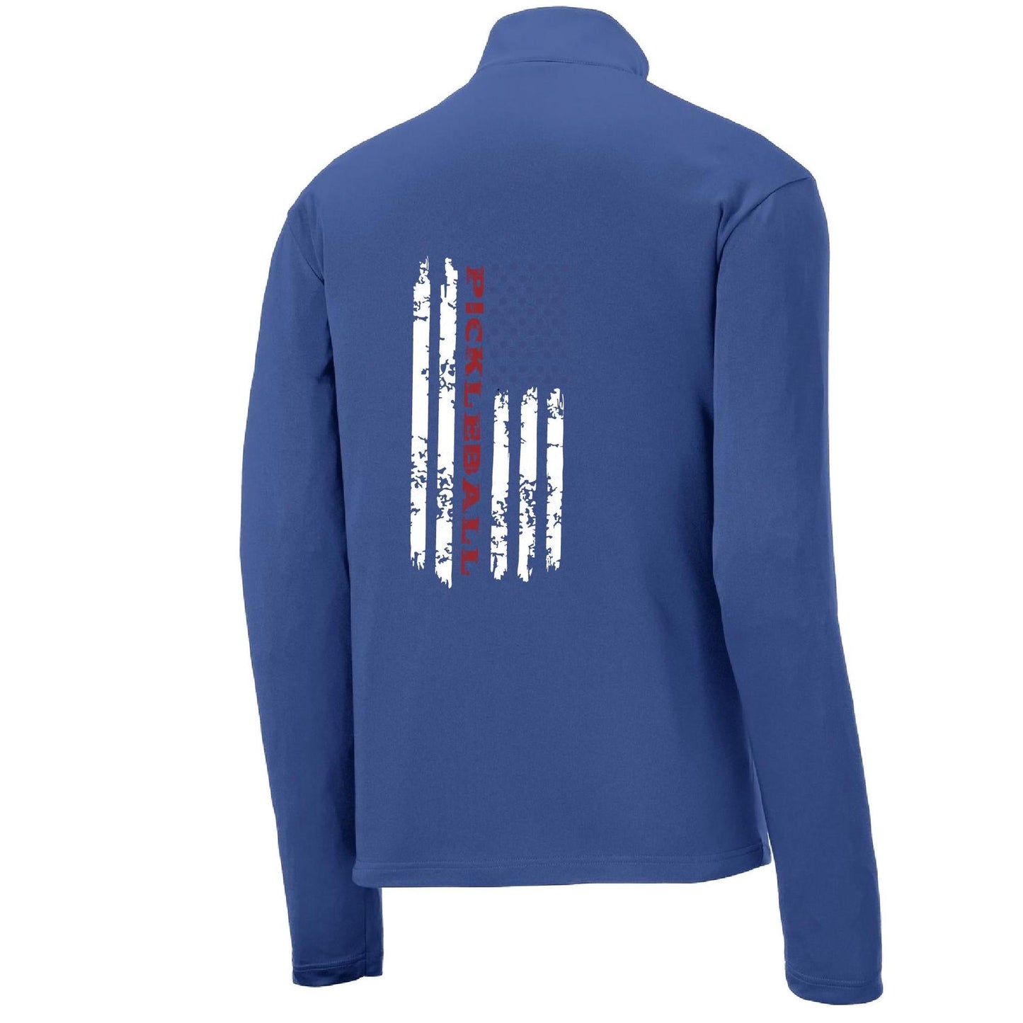 Pickleball Flag (Customizable) | Men's 1/4 Zip Long Sleeve Pullover Athletic Performance Shirt | 100% Polyester