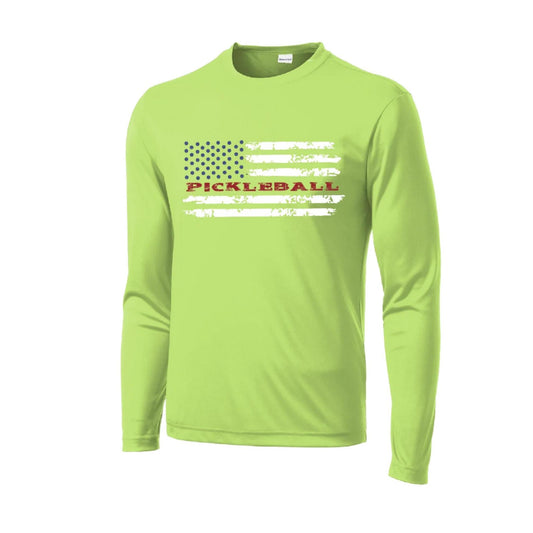 Pickleball Flag (Customizable) | Men's Long Sleeve Athletic Performance T-Shirt | 100% Polyester