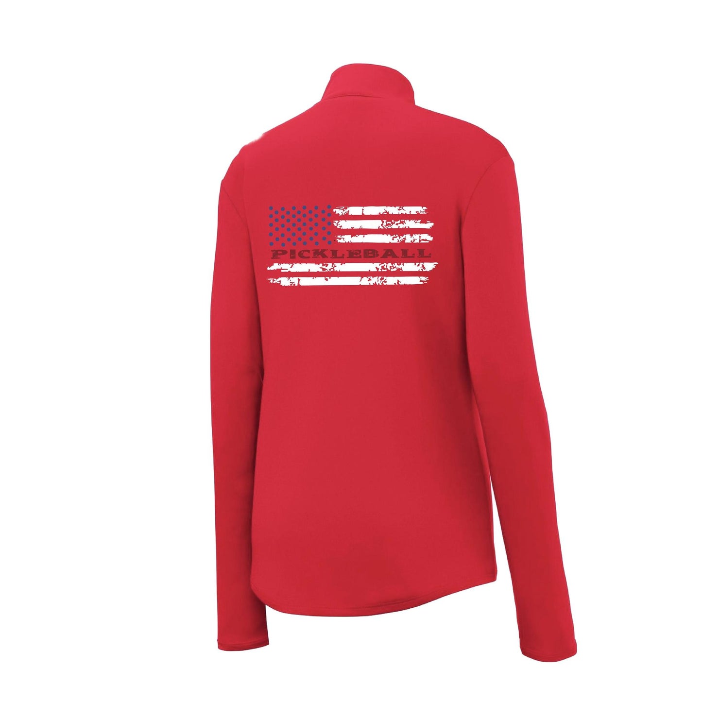 Pickleball Flag (Customizable) | Women’s 1/4 Zip Pullover Athletic Performance Shirt | 100% Polyester