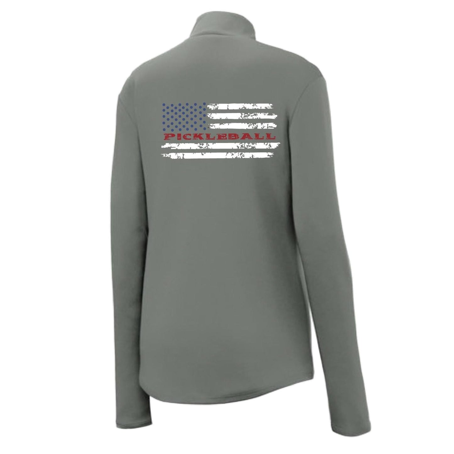 Pickleball Flag (Customizable) | Women’s 1/4 Zip Pullover Athletic Performance Shirt | 100% Polyester