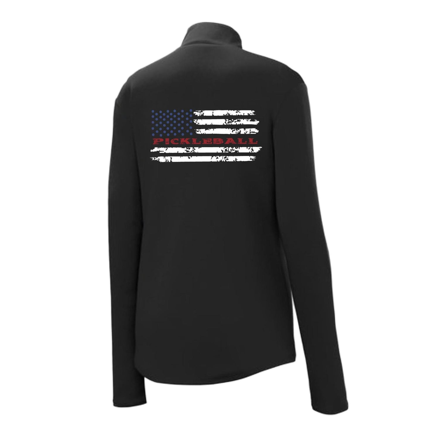 Pickleball Flag (Customizable) | Women’s 1/4 Zip Pullover Athletic Performance Shirt | 100% Polyester
