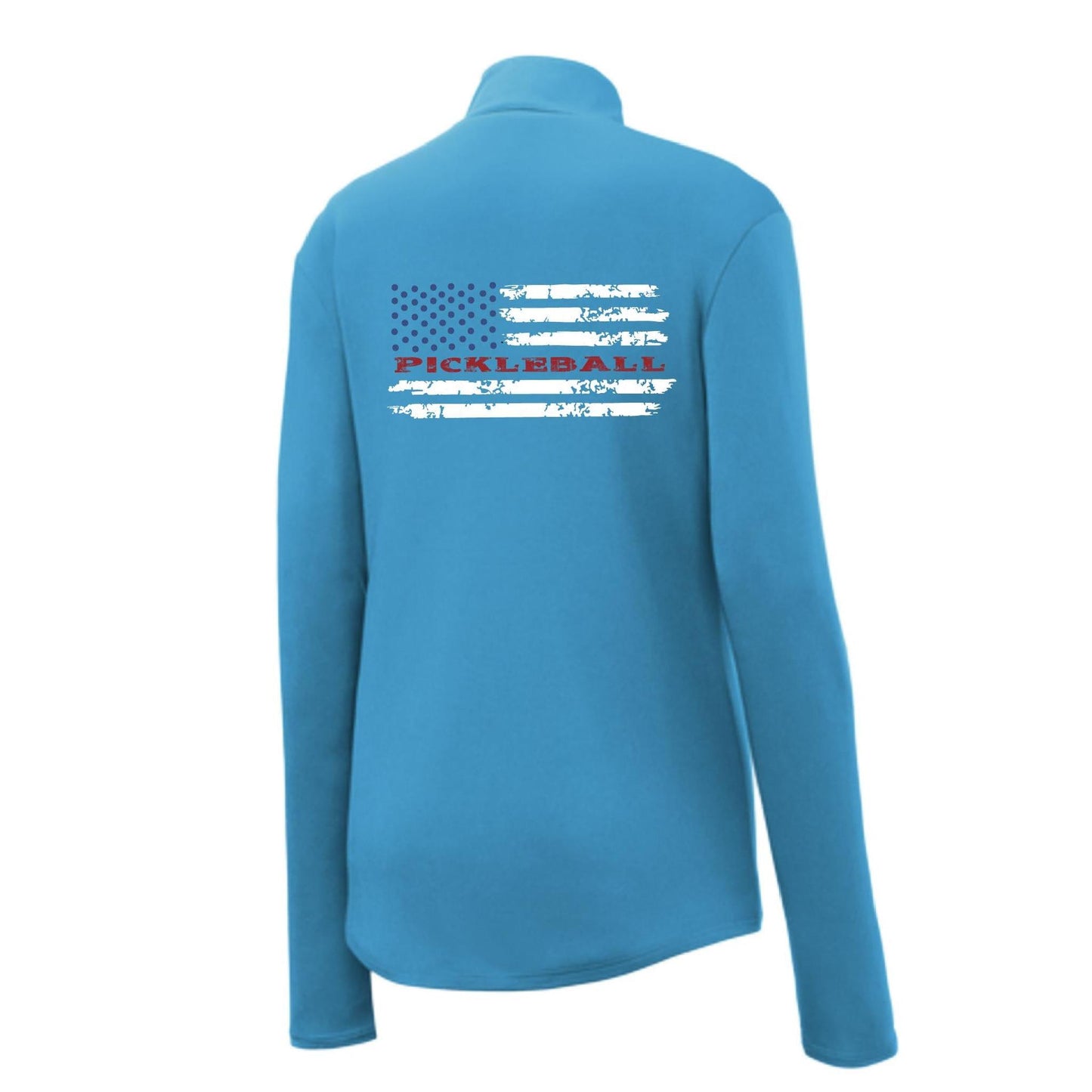 Pickleball Flag (Customizable) | Women’s 1/4 Zip Pullover Athletic Performance Shirt | 100% Polyester
