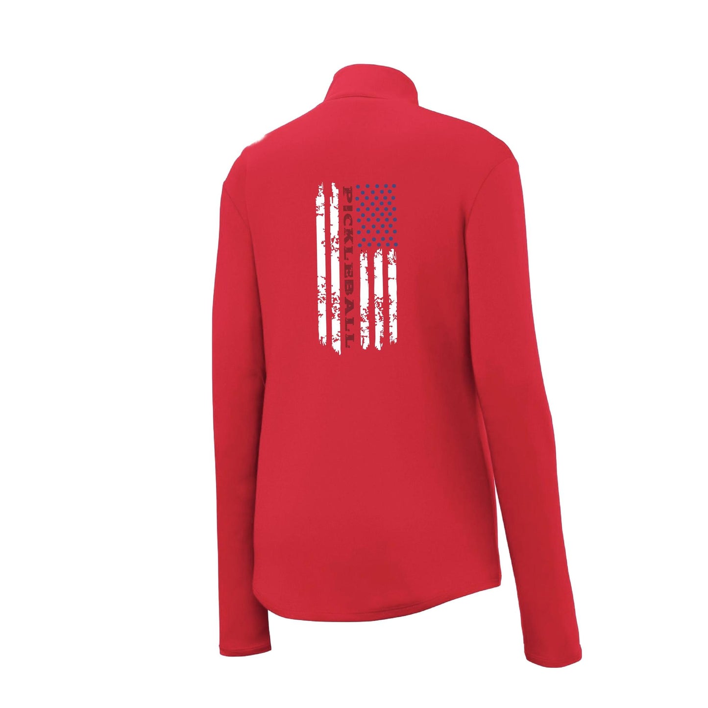 Pickleball Flag (Customizable) | Women’s 1/4 Zip Pullover Athletic Performance Shirt | 100% Polyester