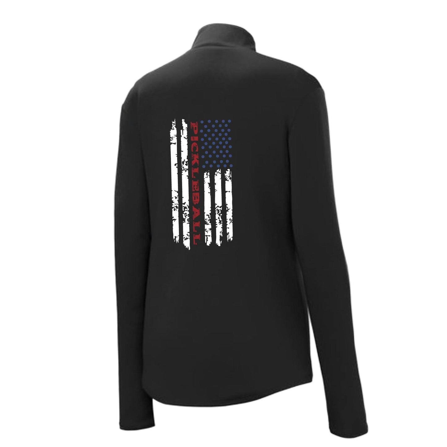 Pickleball Flag (Customizable) | Women’s 1/4 Zip Pullover Athletic Performance Shirt | 100% Polyester