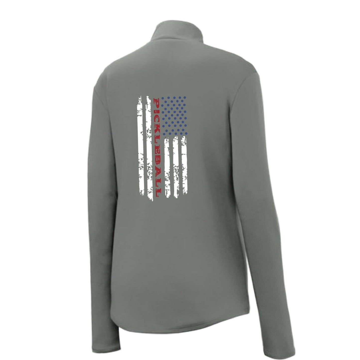 Pickleball Flag (Customizable) | Women’s 1/4 Zip Pullover Athletic Performance Shirt | 100% Polyester