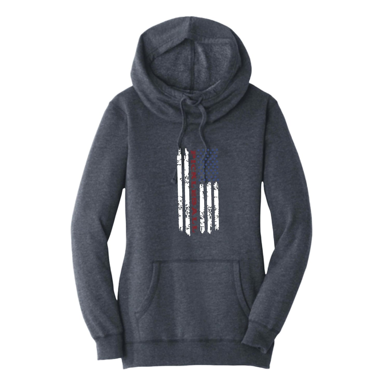Pickleball Flag (Customizable) | Women’s Cowl-Neck Hoodie Pickleball Sweatshirt | 55% Cotton 45% Poly Fleece