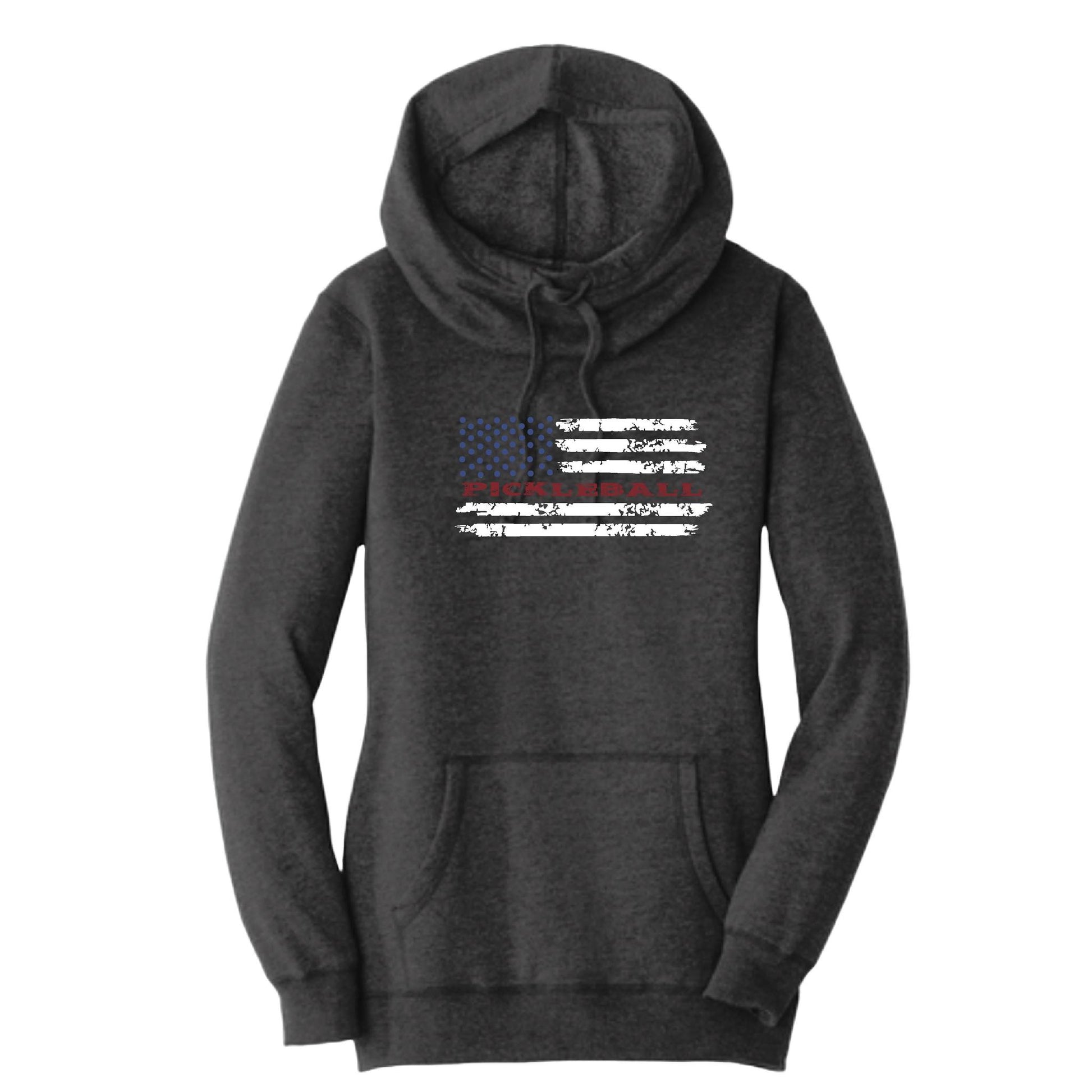 Pickleball Flag (Customizable) | Women’s Cowl-Neck Hoodie Pickleball Sweatshirt | 55% Cotton 45% Poly Fleece