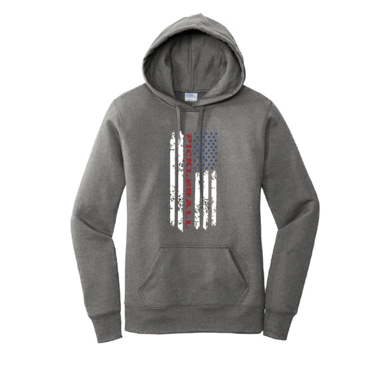 Pickleball Flag (Customizable) | Women’s Fitted Hoodie Pickleball Sweatshirt | 50% Cotton 50% Poly Fleece