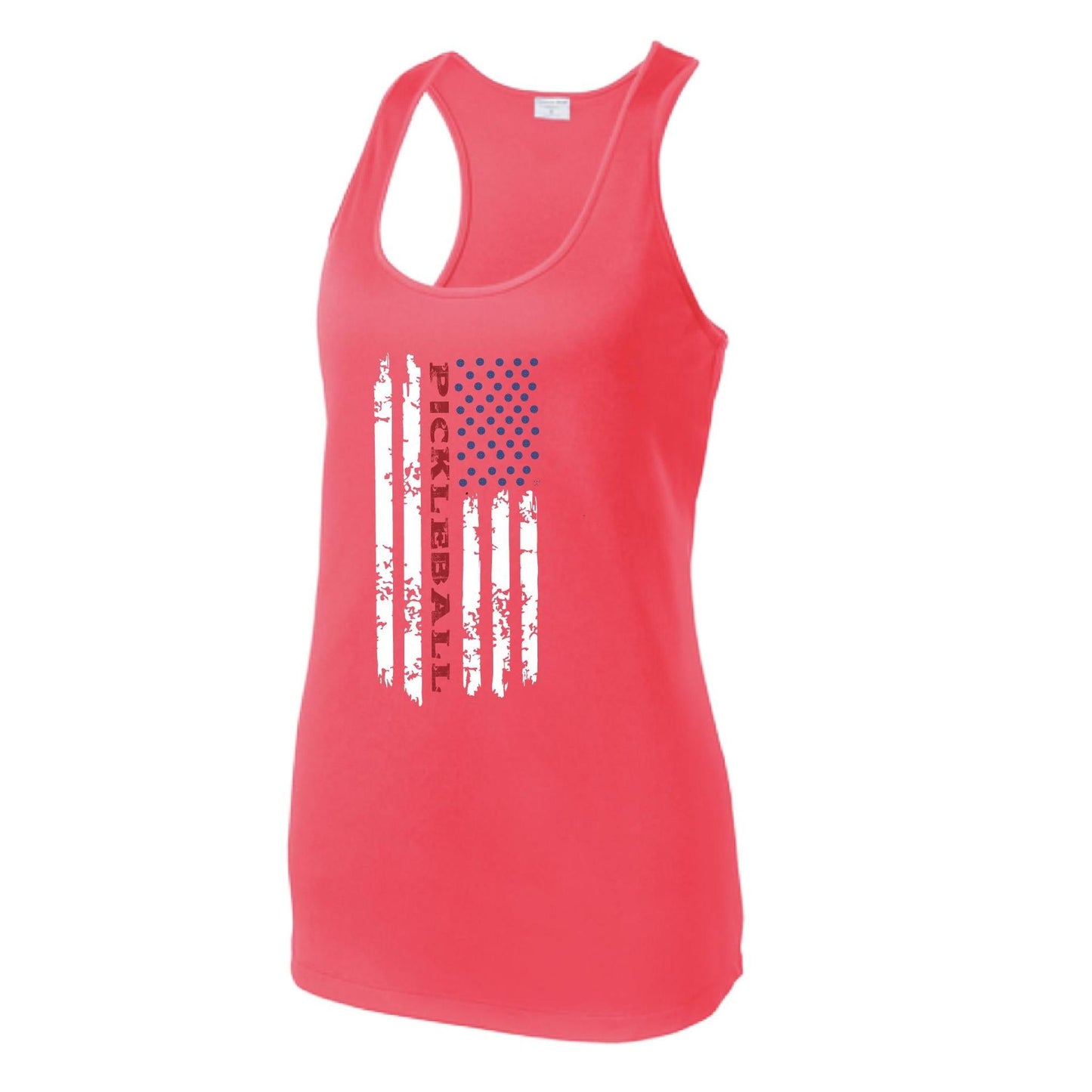 Pickleball Flag (Customizable) | Women's Racerback Pickleball Performance Tank | 100% Polyester