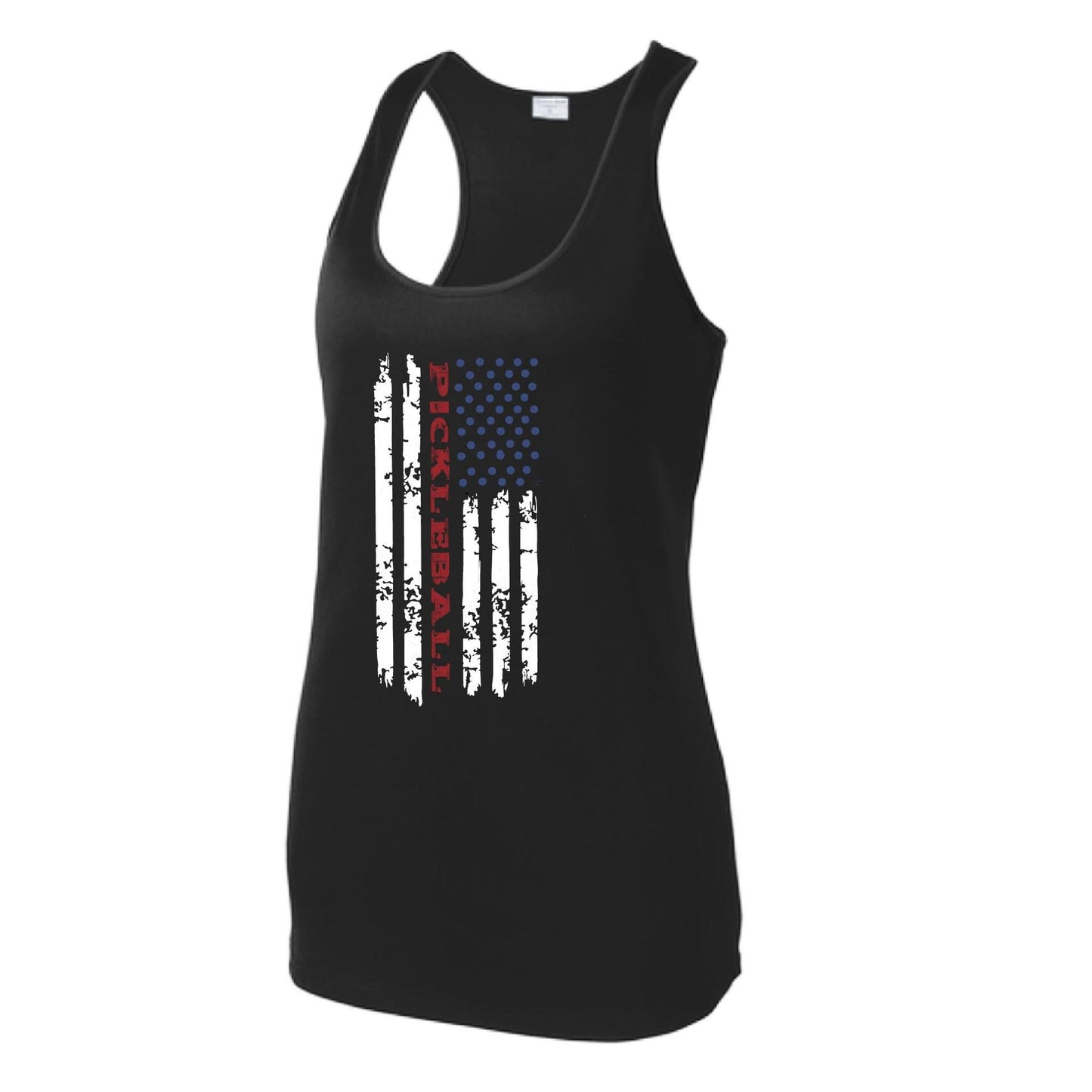 Pickleball Flag (Customizable) | Women's Racerback Pickleball Performance Tank | 100% Polyester