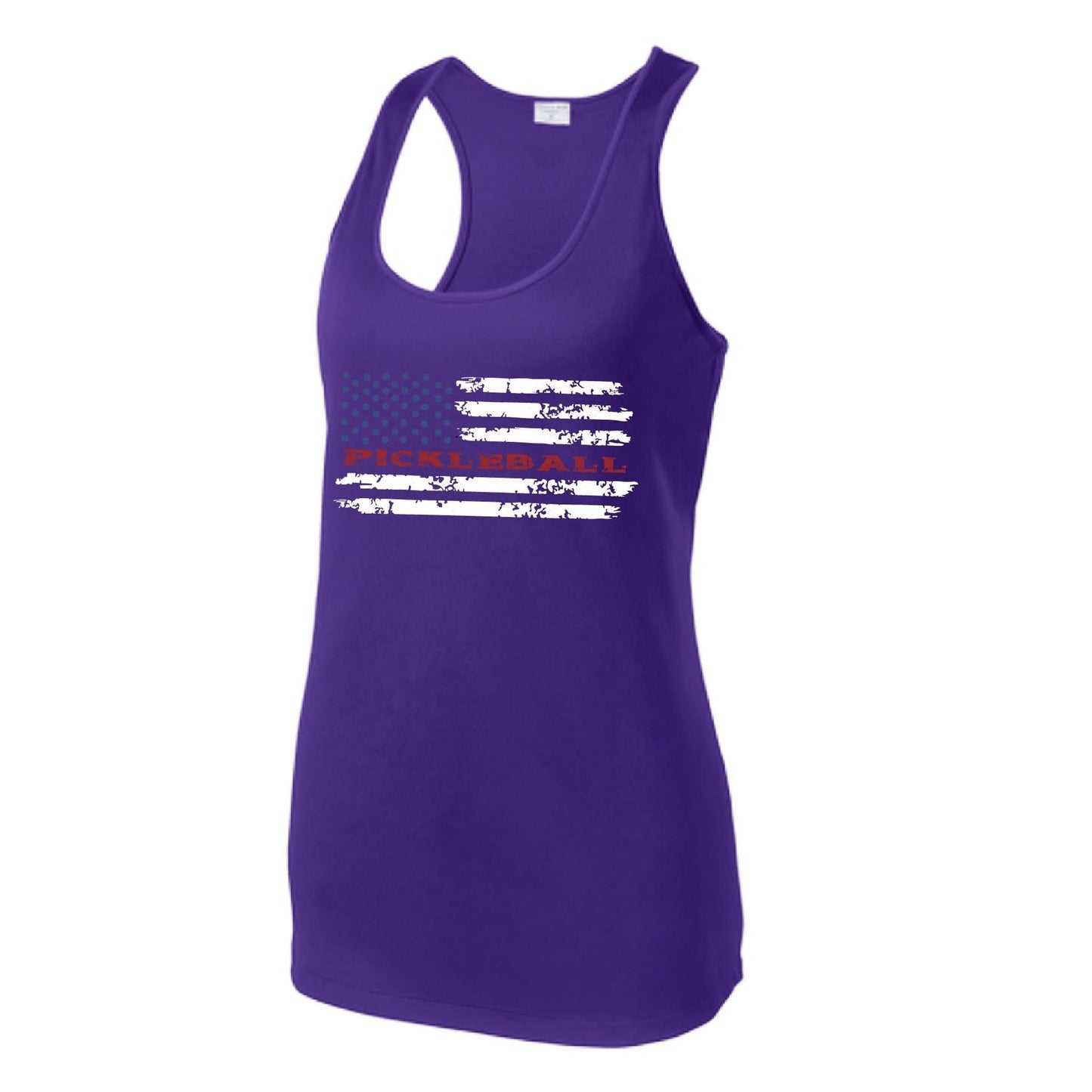 Pickleball Flag (Customizable) | Women's Racerback Pickleball Performance Tank | 100% Polyester