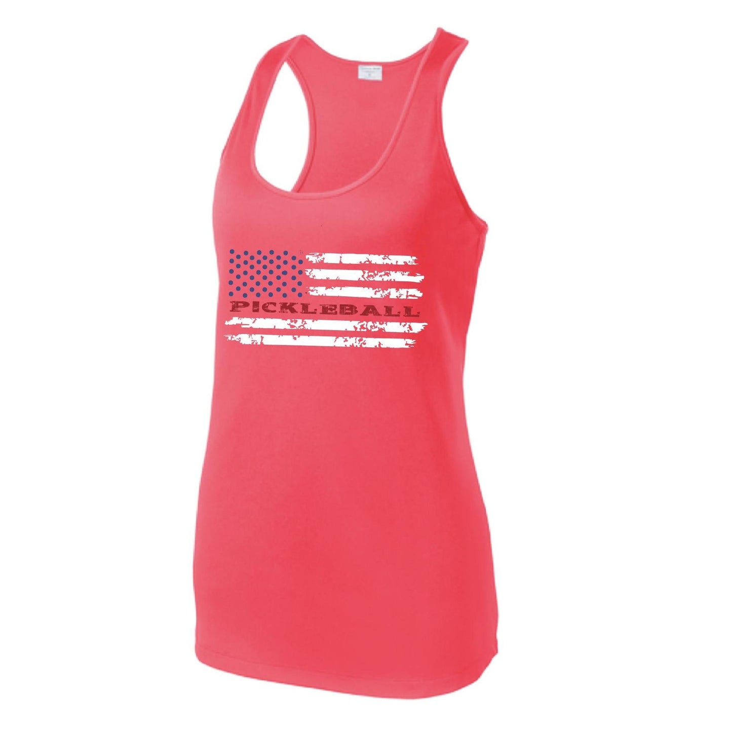Pickleball Flag (Customizable) | Women's Racerback Pickleball Performance Tank | 100% Polyester