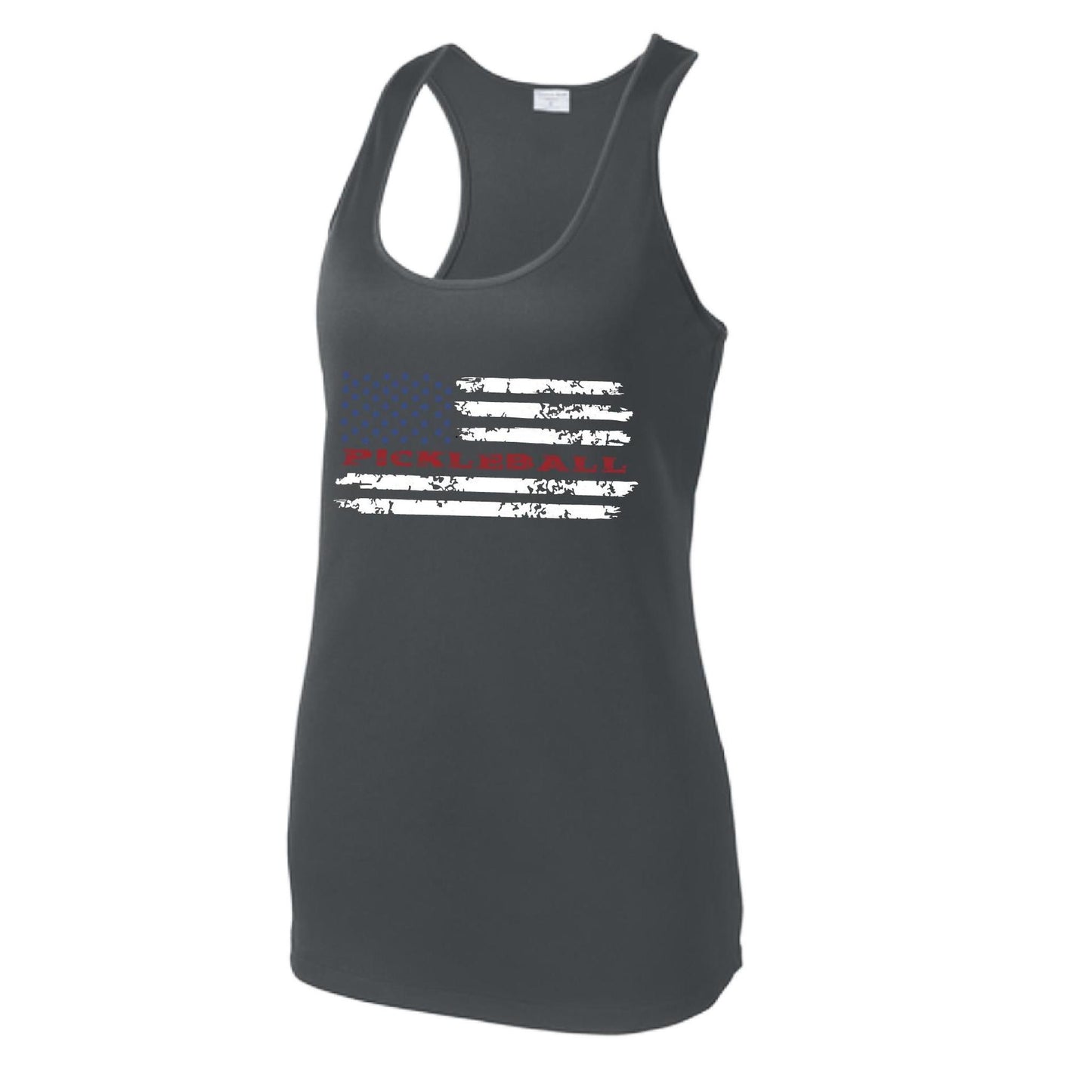 Pickleball Flag (Customizable) | Women's Racerback Pickleball Performance Tank | 100% Polyester